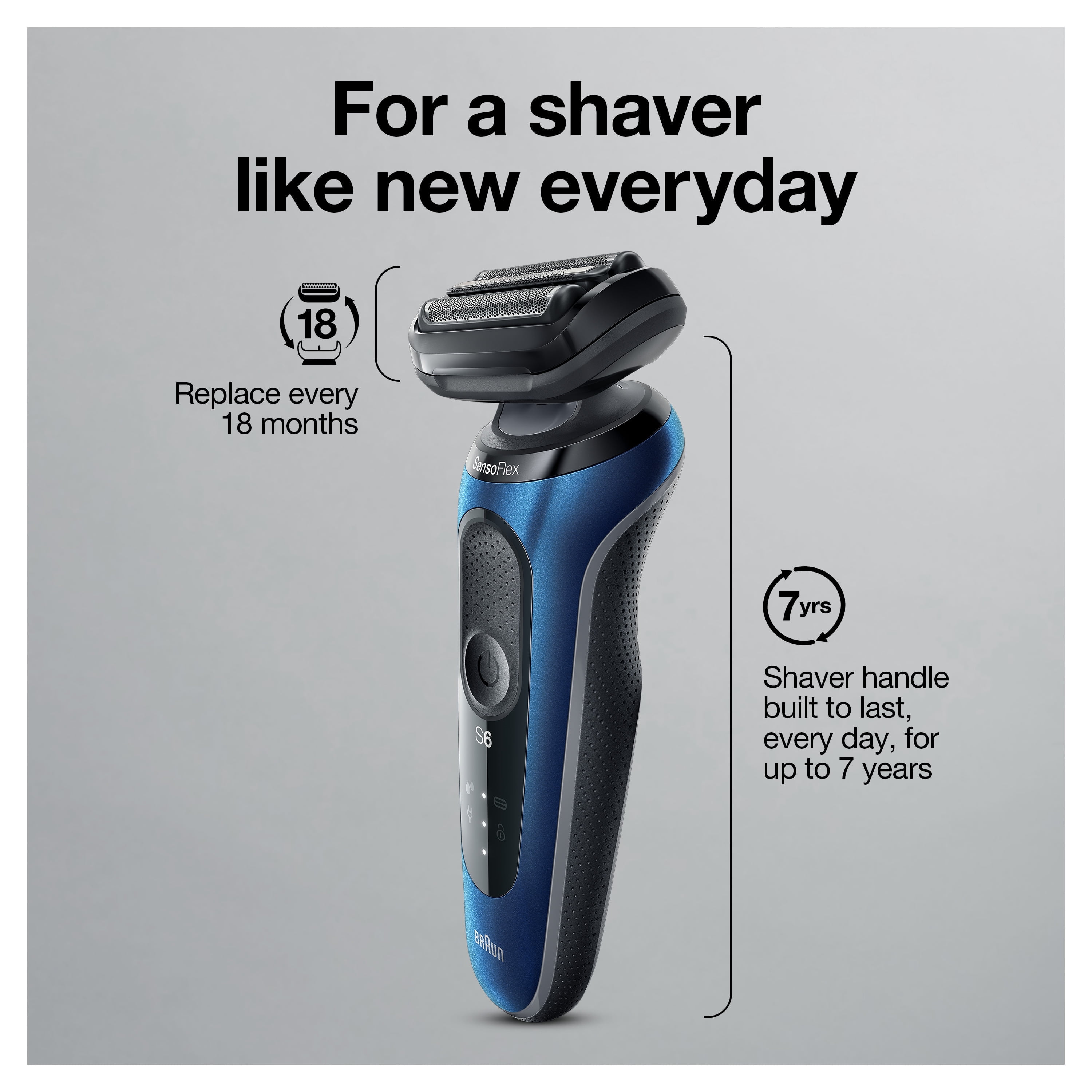Braun Series 6 6072cc Men's Electric Shaver with Precision Trimmer, Blue - Image 9