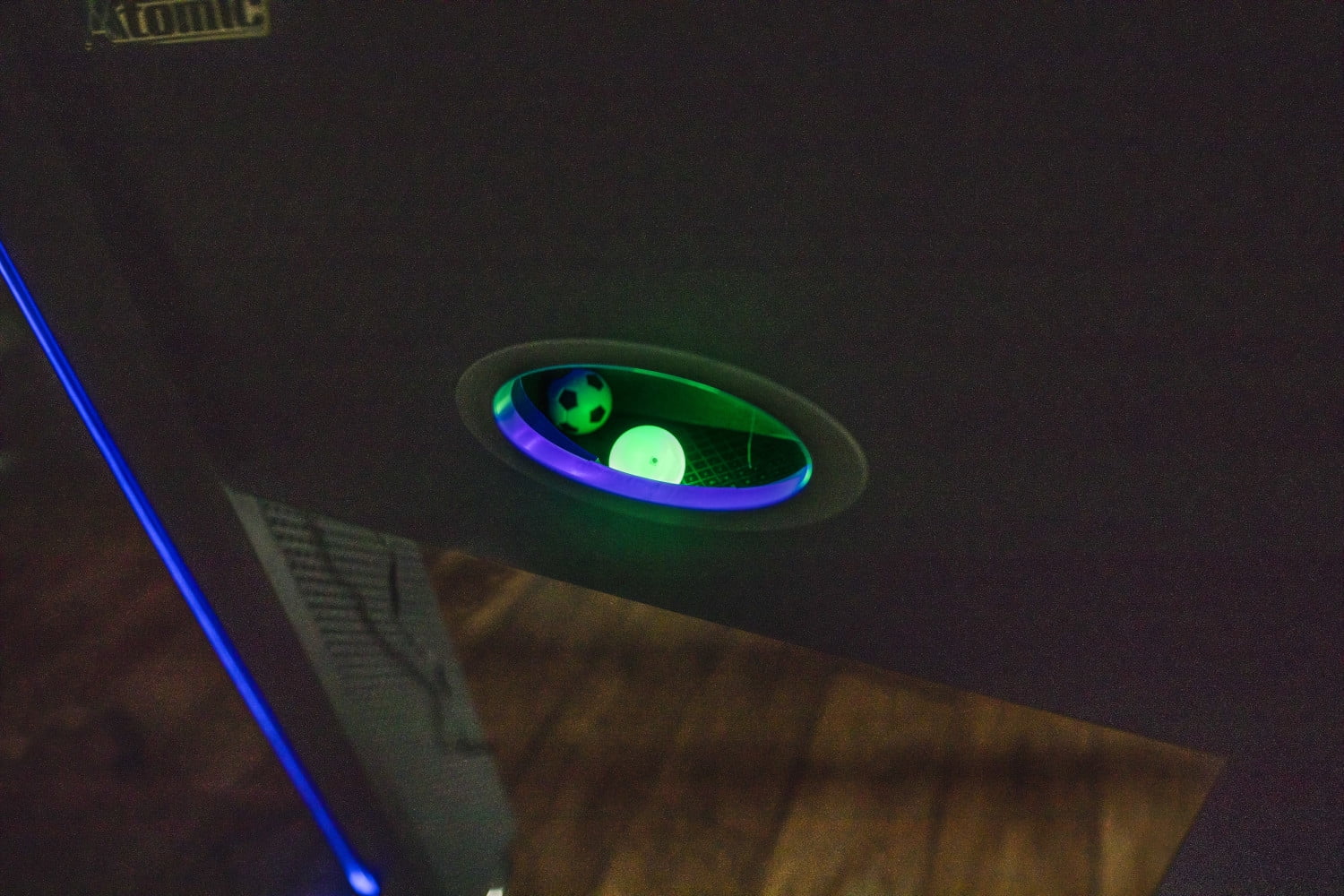 Atomic Azure LED Light Up Foosball Table with Interactive Inrail LED Lighting and Cascading Effects Paired with In Game Music - Image 14