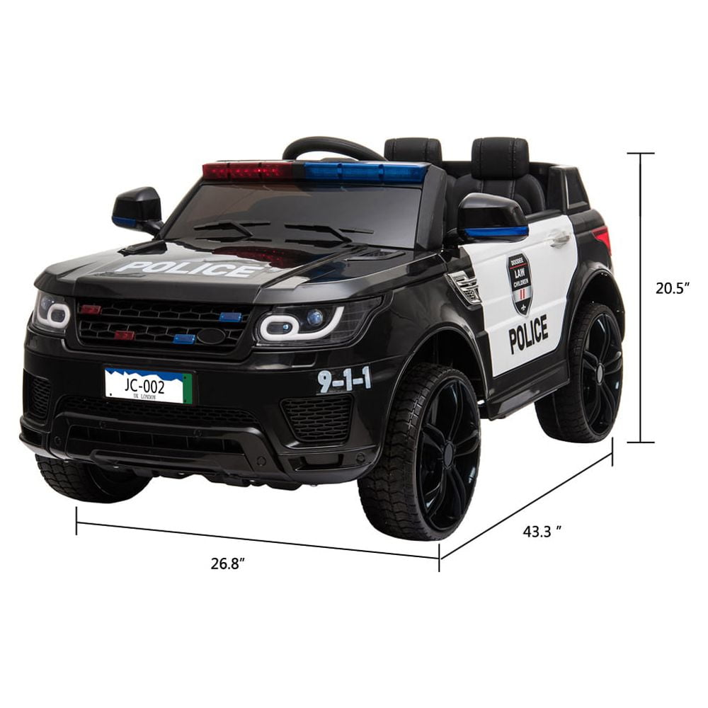 Zimtown Kids Ride On Car Police Electric Car Double Drive 12V Battery Motorized Vehicles Children's Toy Car Safe w/ Remote Control, 3 Speeds, Music, Seat Belts, LED Lights - Image 3