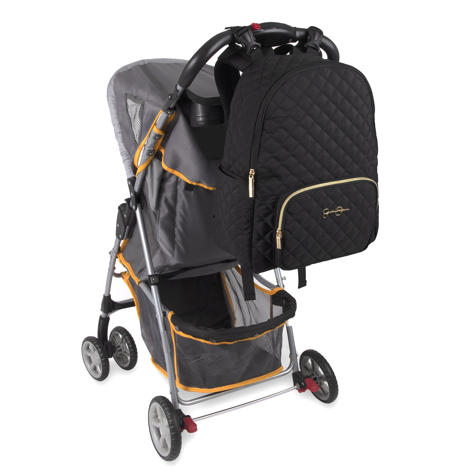 Jessica Simpson Black Diamond Quilted Multi-Pocket Dual Zipper Closure Fashion Diaper Bag Backpack with Leopard Print Interior, Matching 3-Ply Folding Baby Changing Pad & Belted Sling Bag for Mom - Image 12