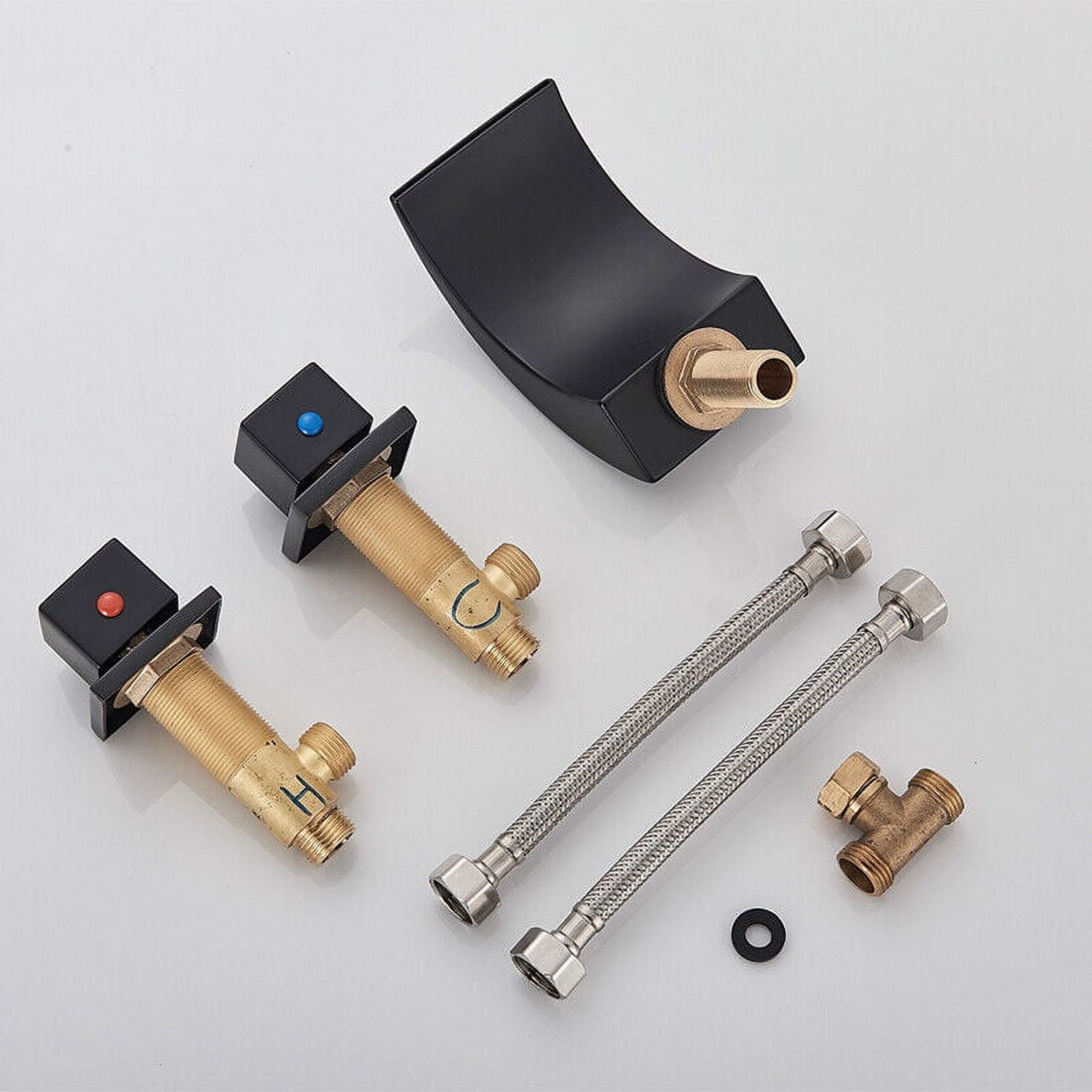 Zovajonia 3 Hole Bathroom Faucet, Matte Black Dual Crystal Knobs Vanity Basin LED Sink Faucet Mixer Bronze Bath Faucets ,Widespread bathroom faucets for sink 3 hole Waterfall Tub Faucet - Image 10