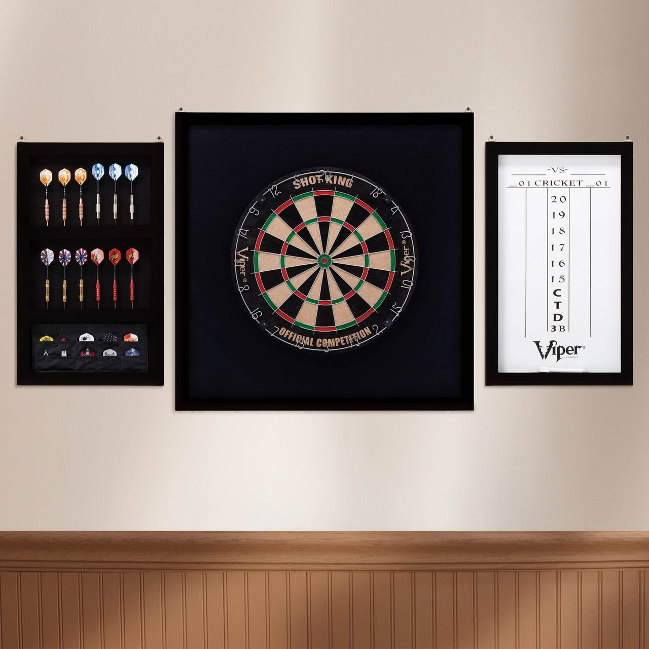 Viper Championship Wood Framed Hanging Dartboard Backboard Set, Mahogany Finish - Image 4