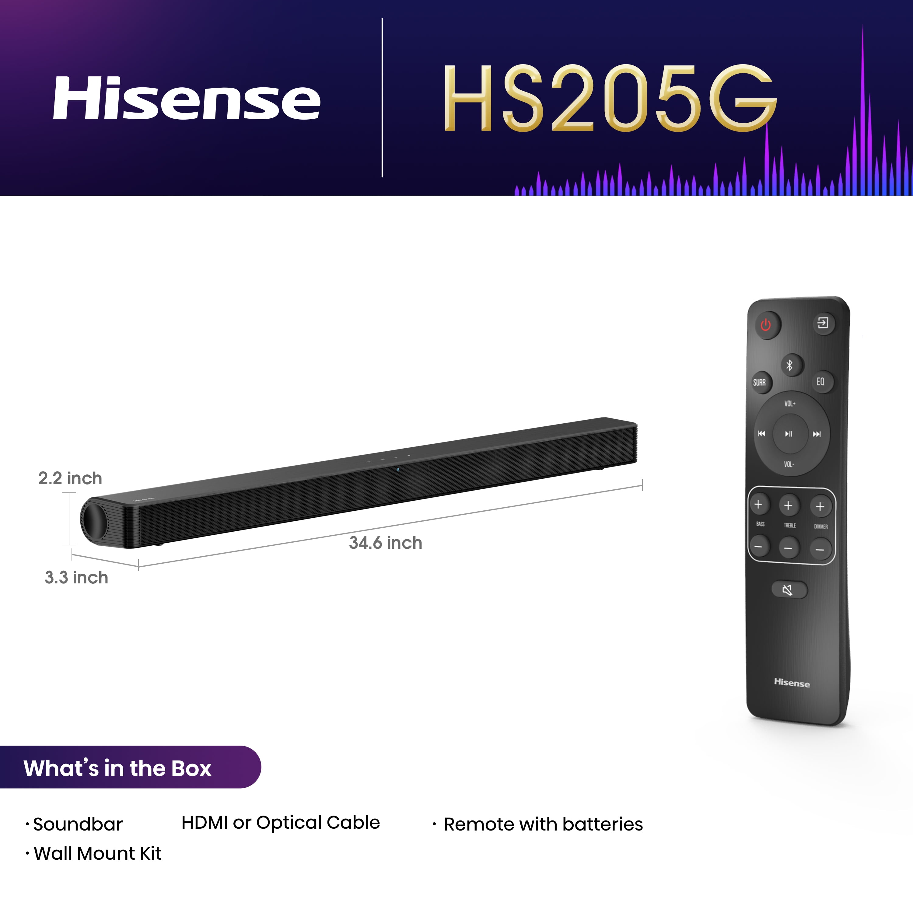 Hisense 2.0 Channel 120W Soundbar, Bluetooth and Roku Ready TV (HS205G) - Image 9