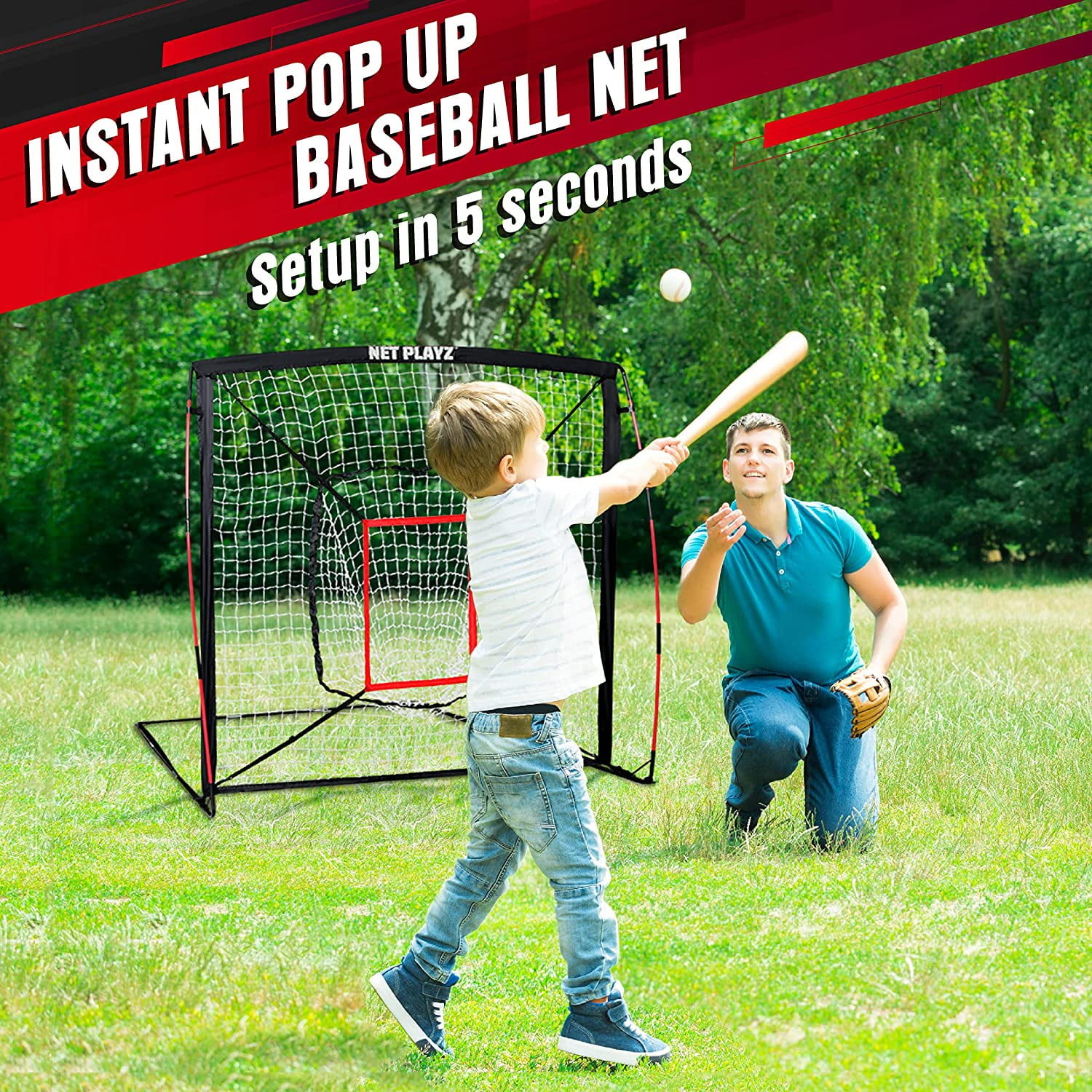 5' x 5' Baseball & Softball Practice Hitting & Pitching Net similar to Bow Frame, Great for All Skill Levels - Image 5