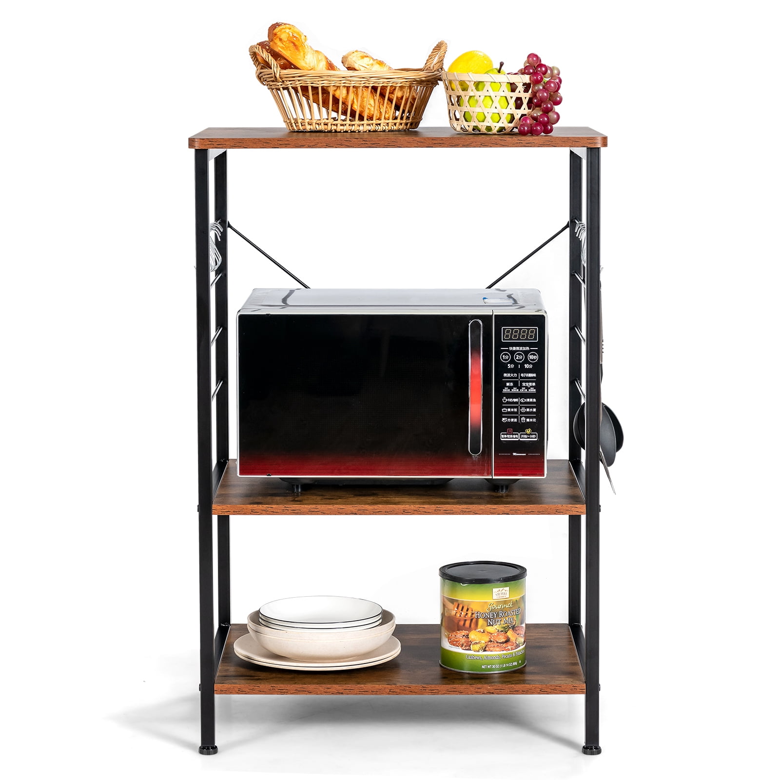 Topbuy Kitchen Baker's Rack 3-Tier Microwave Stand Utility Storage Shelf Coffee - Image 3