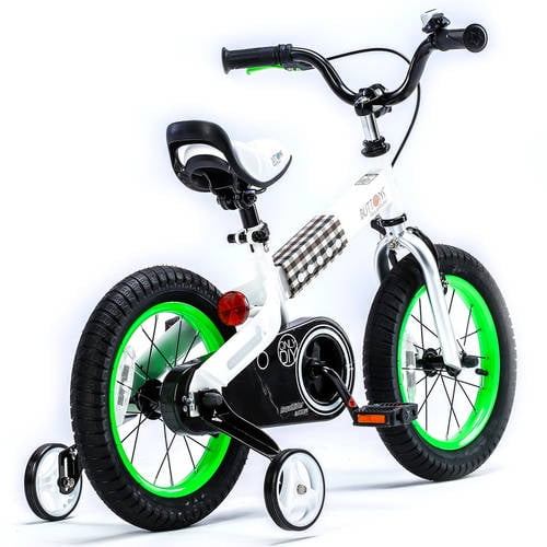 RoyalBaby Buttons 12-inch Kids Bicycle White and Green Color With Training Wheels - Image 9