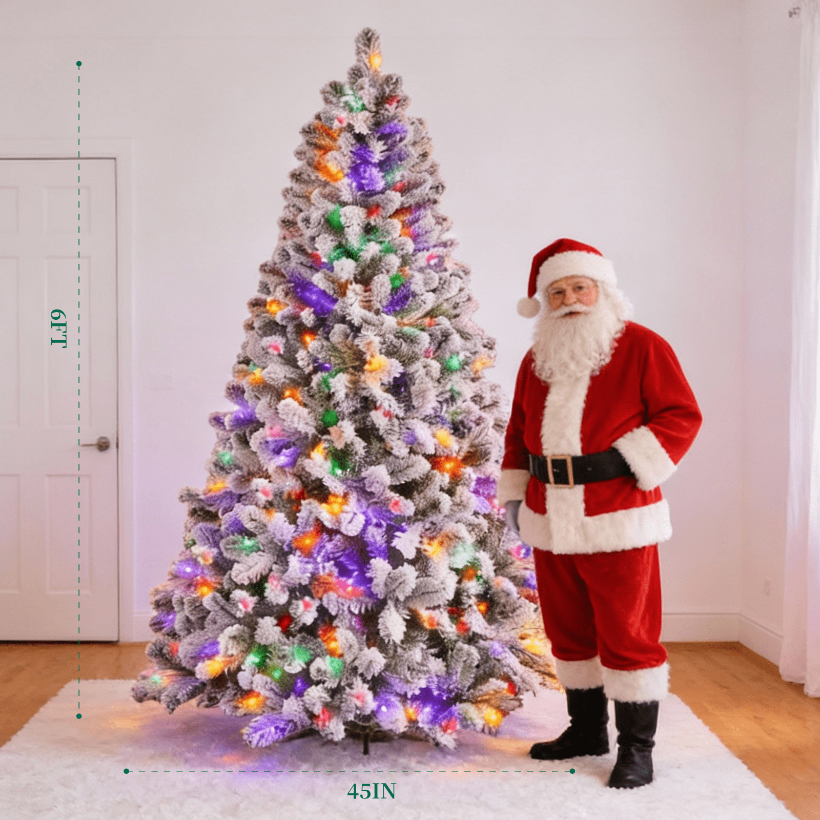 Fenbeli 6ft Pre-Lit Artificial Christmas Tree with 250 Multicolored LED Lights - Image 8