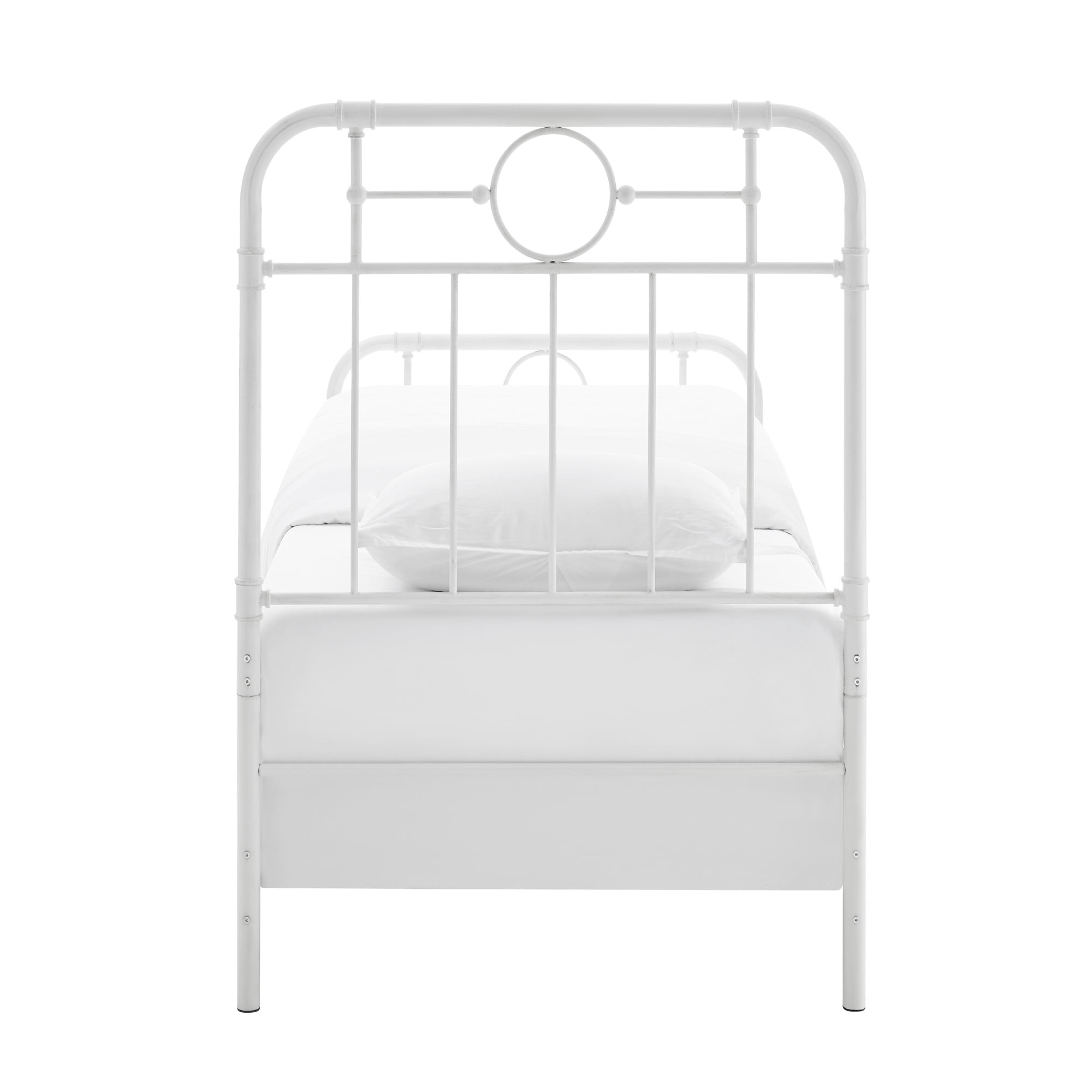 Walker Edison Vintage Industrial Twin Metal Bed Frame, White - Image 7