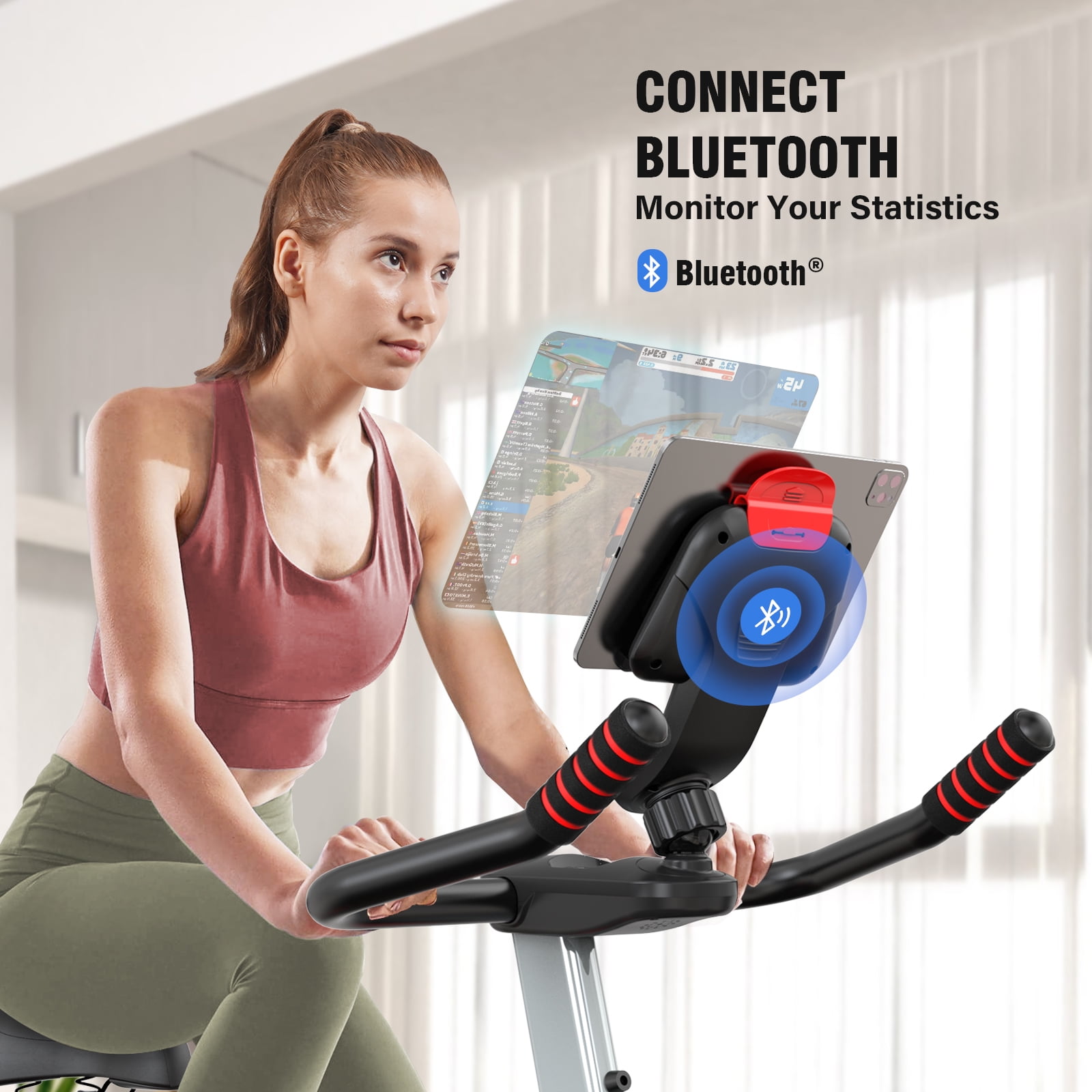 Pooboo Bluetooth Magnetic Exercise Bike Indoor Cycling Bike Stationary Bikes 40lbs Flywheel 350lbs - Image 7