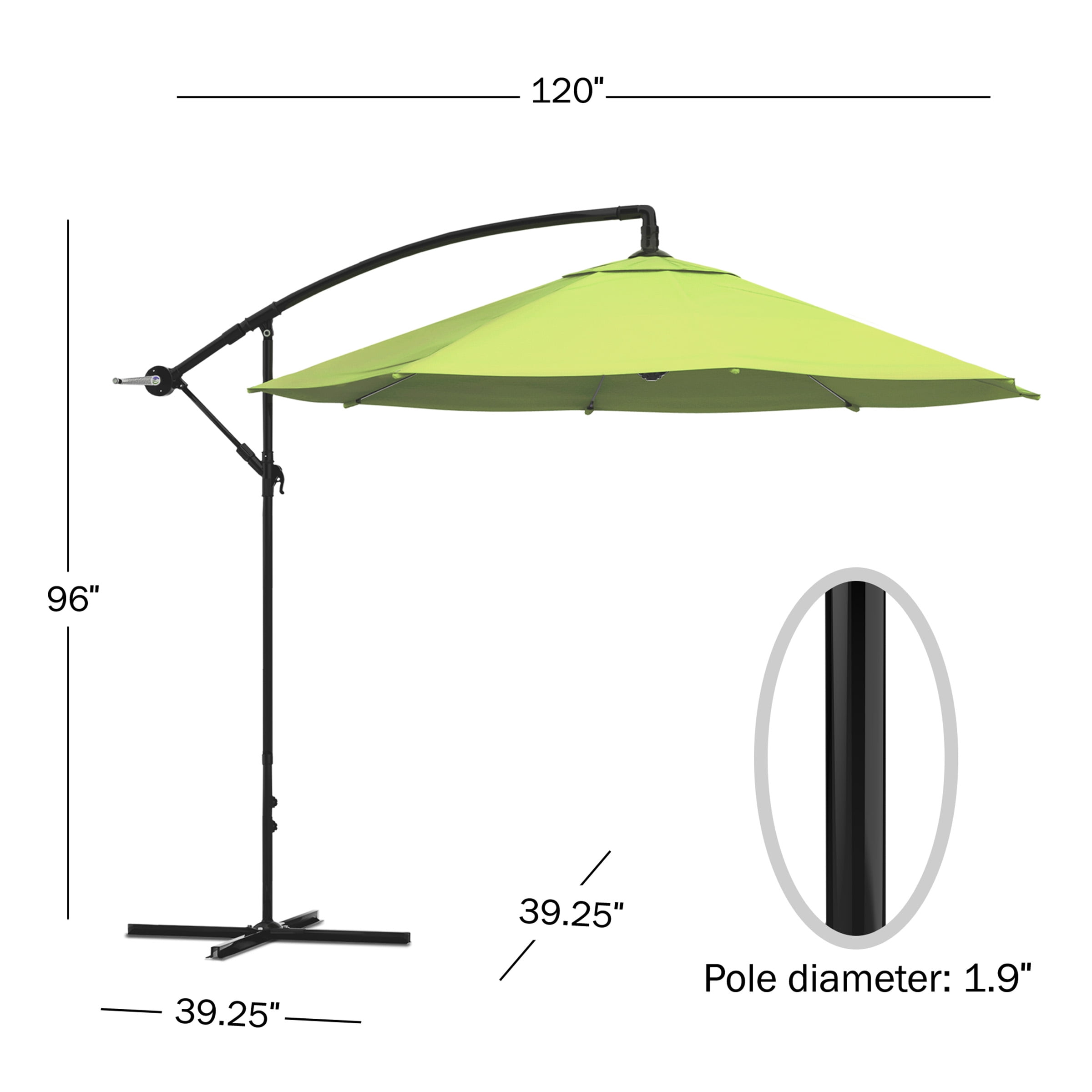 Pure Garden 10-Foot Offset Patio Umbrella with Crank and Base (Lime Green) - Image 2