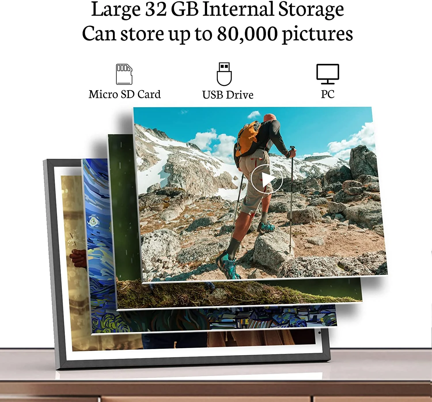 BSIMB 32GB 13.5 inch 3K Digital Photo Frame Dual Band Wi-Fi, 3000X2000 Smart Digital Picture Frame, Light Sensor, Send Photos & Videos via App/Email Instantly, Wall Mountable, Gift for Grandparents - Image 2