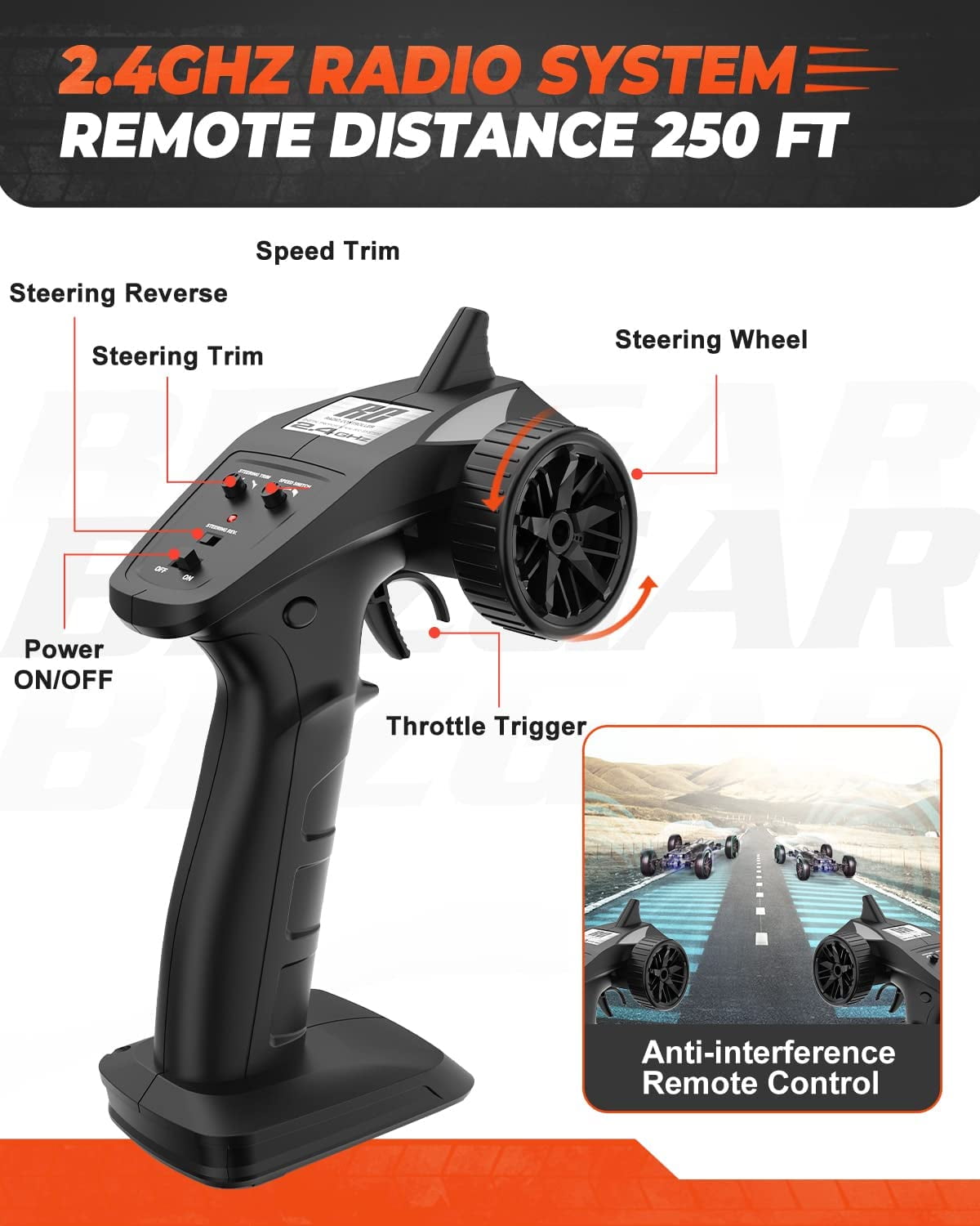 YCFUN High Speed Brushed Remote Control Cars for Boys Adults, 40+KM/H RC Cars 4WD RC Trucks - Image 5