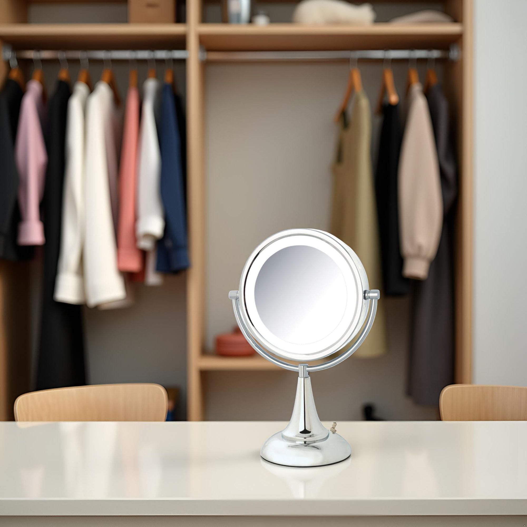 Jerdon 8X Magnifying Mirror with Lighting - Plug-In Makeup Mirror with Multiple Light Settings in Chrome Finish - Model HL8510CL - Image 5