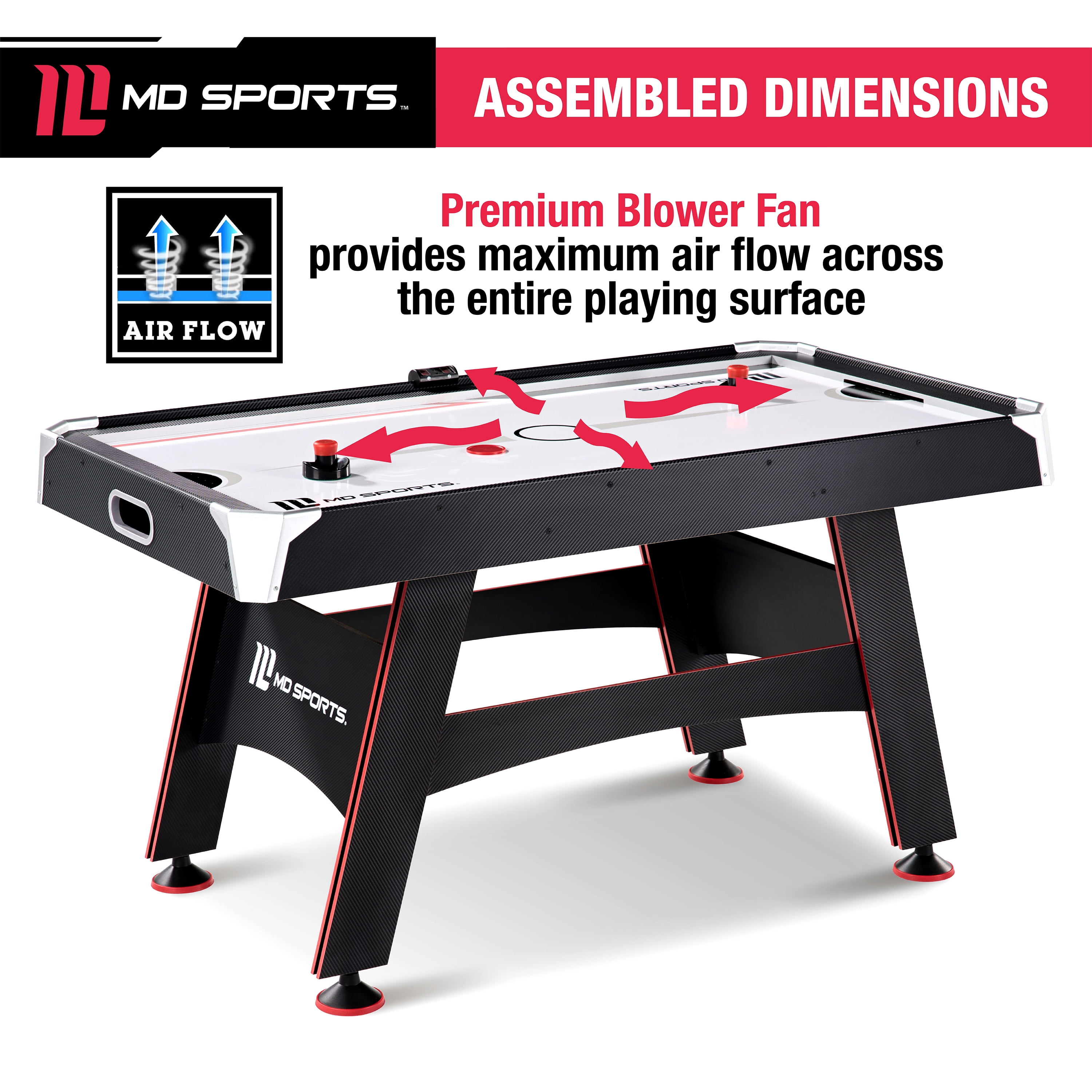 5 ft. Air Hockey Table with Electronic Scorer And Pusher and Puck Set by MD Sports - Image 6