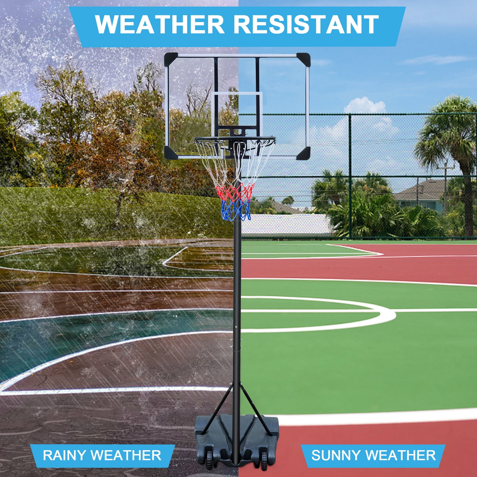 Aukfa Portable Basketball Hoop Adjustable Height 5.4ft - 7ft Backboard for Kids Adults Indoor Outdoor - Black - Image 6