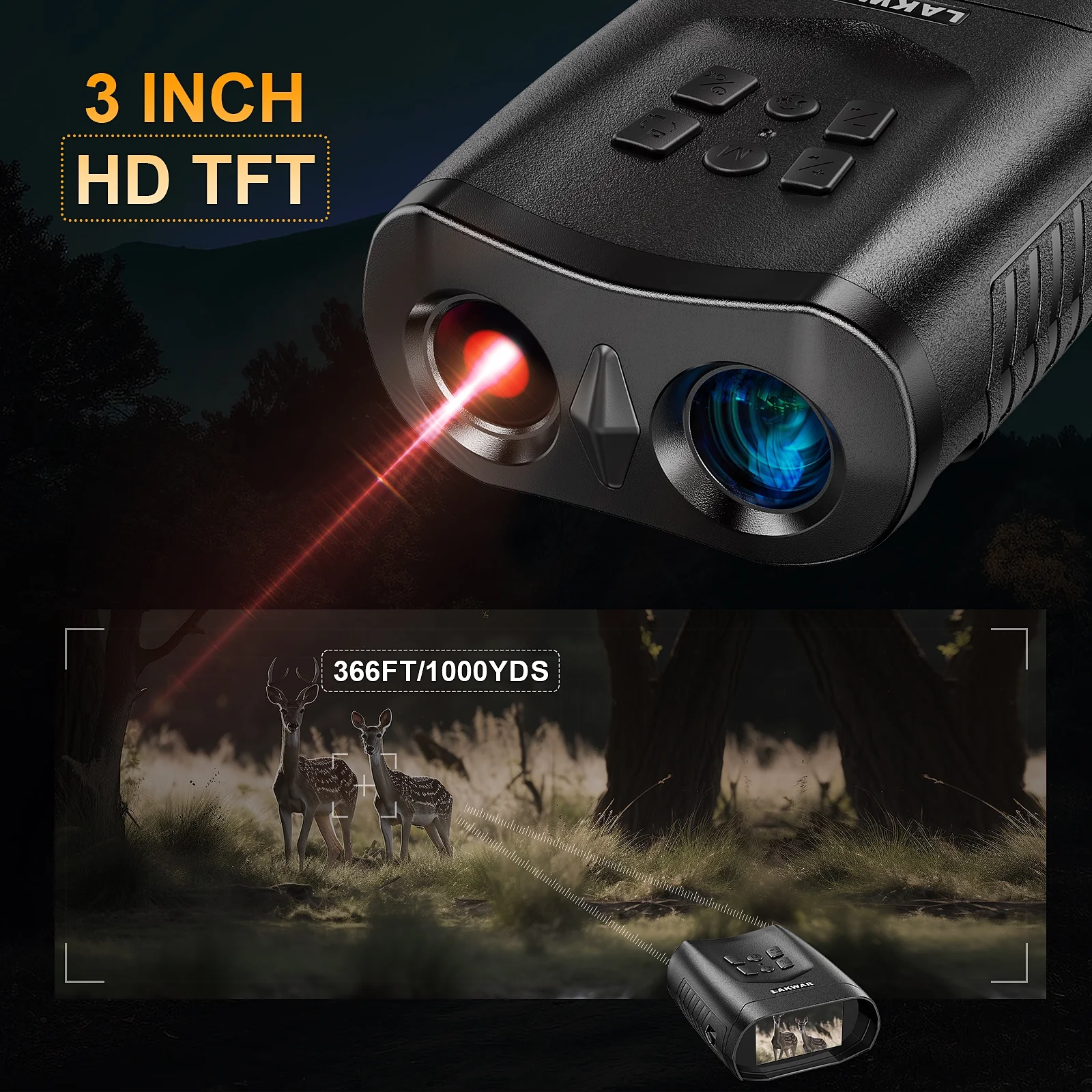 4K Night Vision Binoculars-Night Vision Goggles for Adults, 3'' IPS Large Screen Hunting Binoculars with 32GB Memory - Image 3