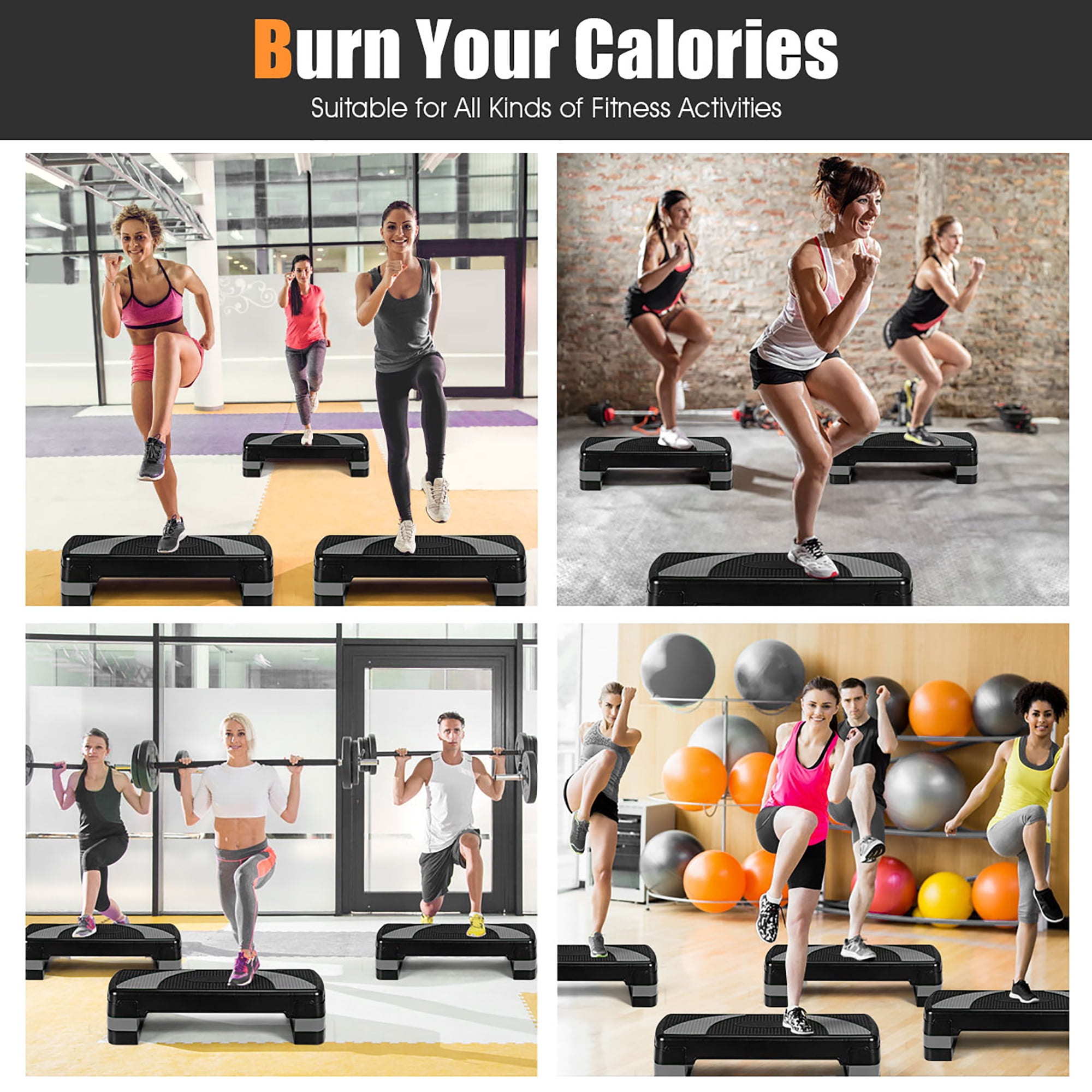 31'' Aerobic Exercise Stepper Cardio Trainer 3 in 1 Adjustable Height 4'' - 6'' - 8'' - Image 12