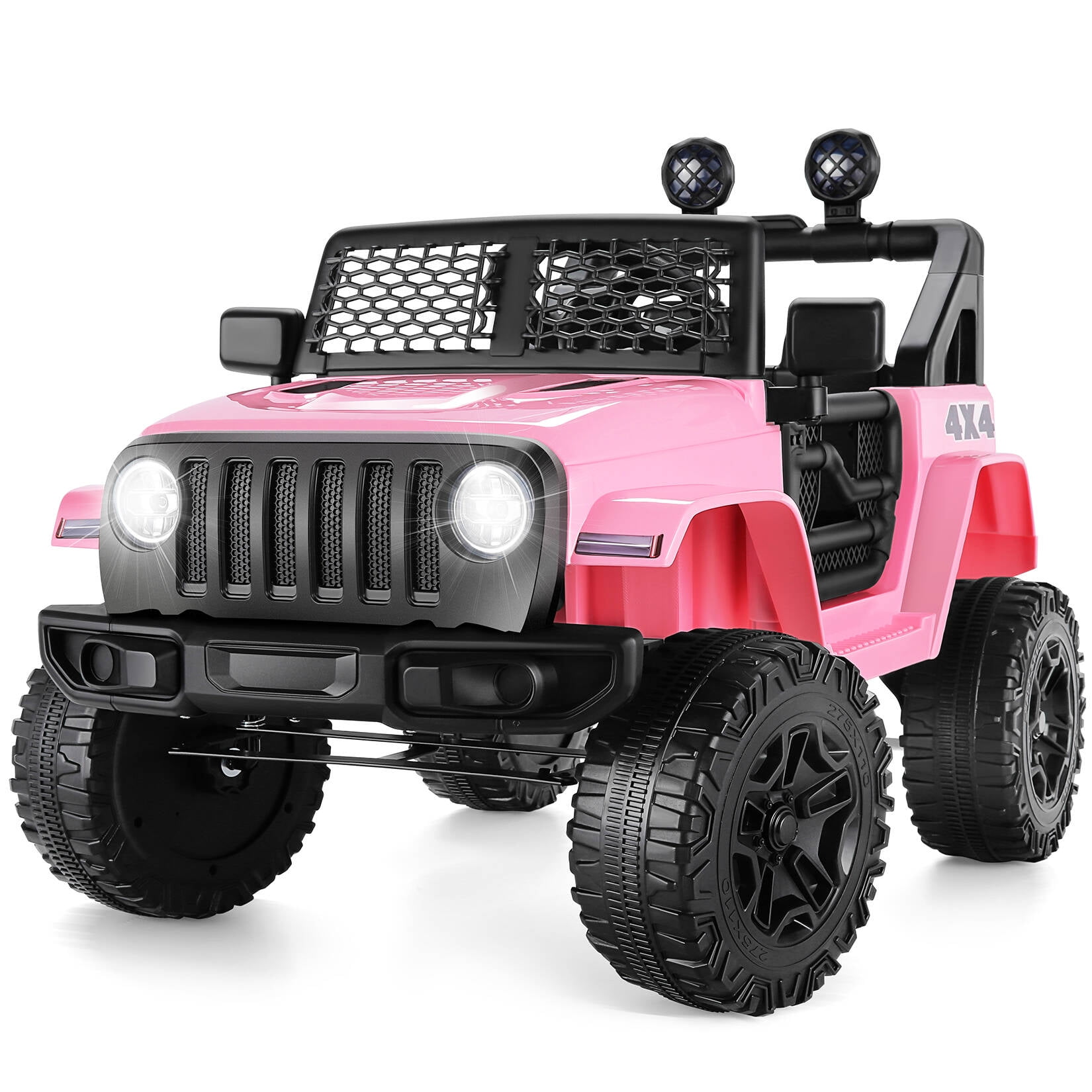 Funcid 12V 7AH Kids Powered Ride on Truck Car with Parent Remote Control, Bluetooth Music, Spring Suspension, LED Lights - Pink - Image 4