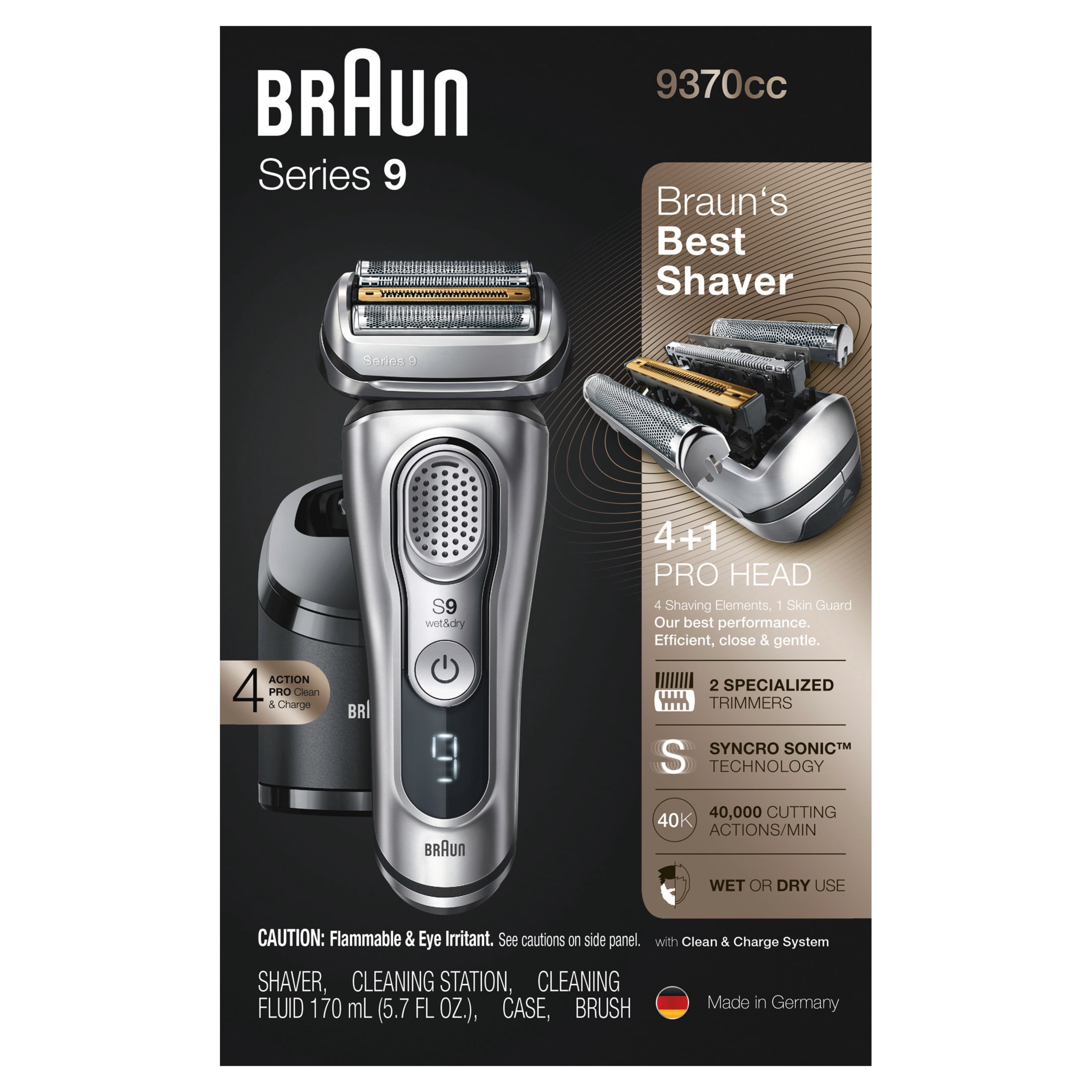Braun Series 9 9370cc Rechargeable Wet Dry Men's Electric Shaver with Clean Station - Image 11