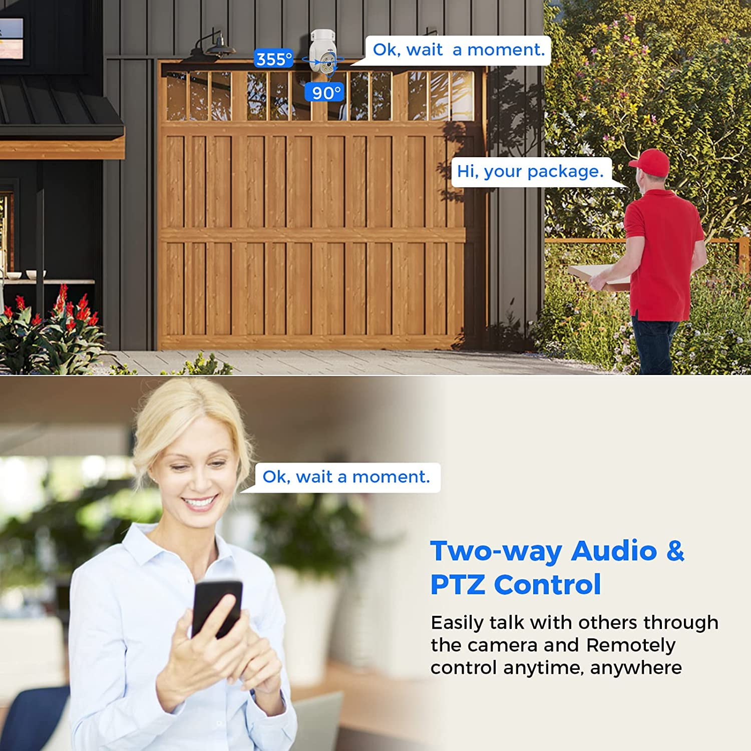 Hiseeu WiFi PTZ Security Camera System,5MP,Expandable 10CH NVR,1TB Hard Drive,12V DC Power Cords,IP66 Waterproof, Motion Alert, Plug&Play,24/7 Motion Record, Auto Track - Image 4