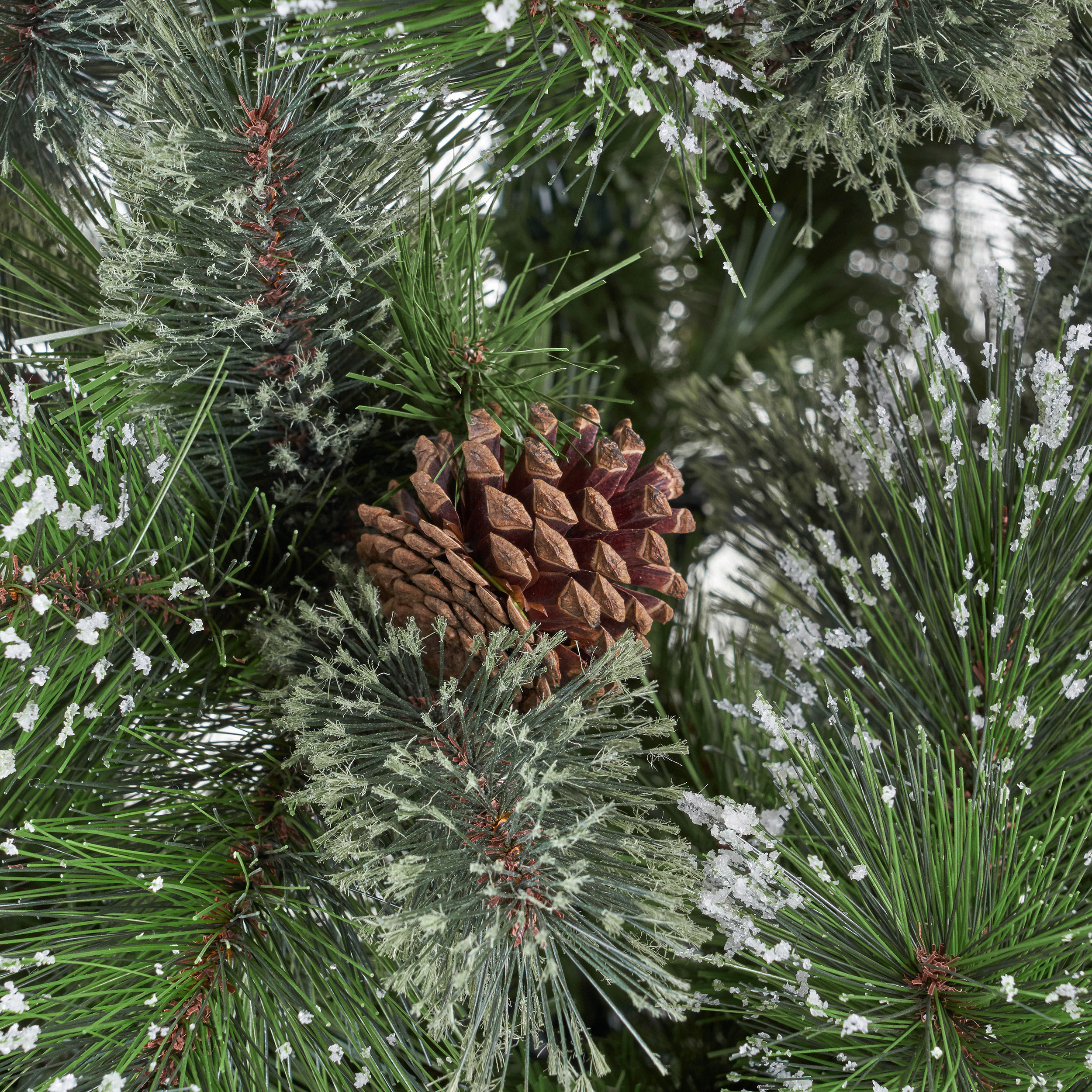 Noble House 7 Foot Artificial Cashmere Pine and Mixed Needles Christmas Tree with Snowy Branches and Pinecones, Green - Image 5
