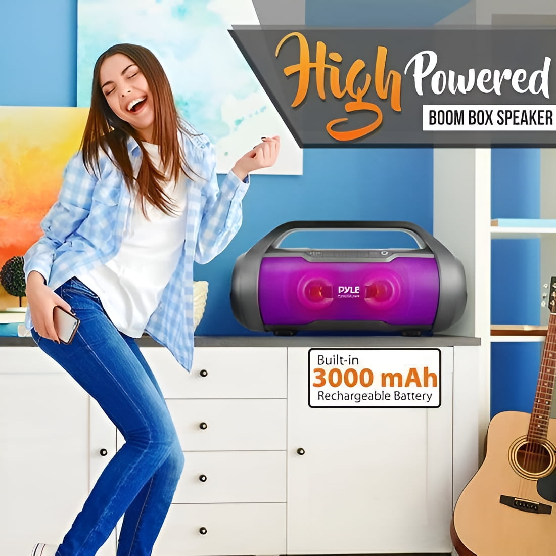 Pyle PBMWP185 500 Watt Portable Bluetooth Wireless BoomBox Speaker - Image 3