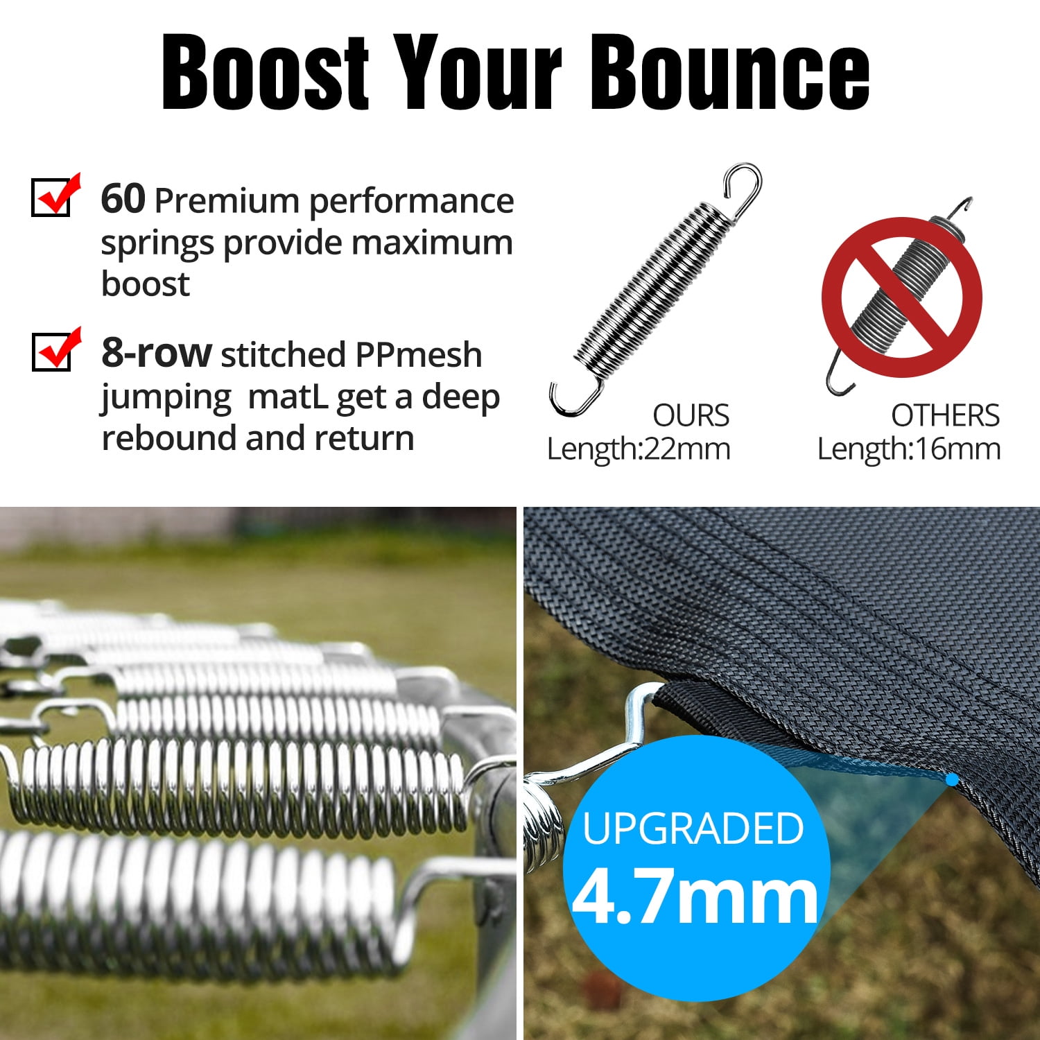 TRIPLE TREE 10 FT Trampoline with Safe Enclosure Net, 660 lbs Capacity for 3 Kids, Outdoor Fitness Trampoline with Waterproof Jump Mat Ladder for Indoor Park Kindergarten Toddler Trampolines - Image 4