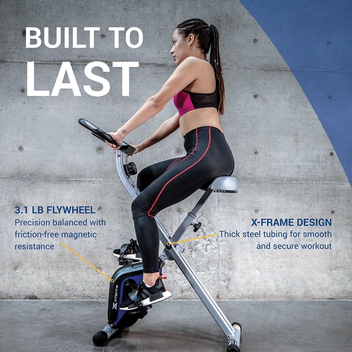 XTERRA Fitness FB160 Compact Folding Stationary Bike with Heart Rate Sensors and Large Padded Seat - Image 5