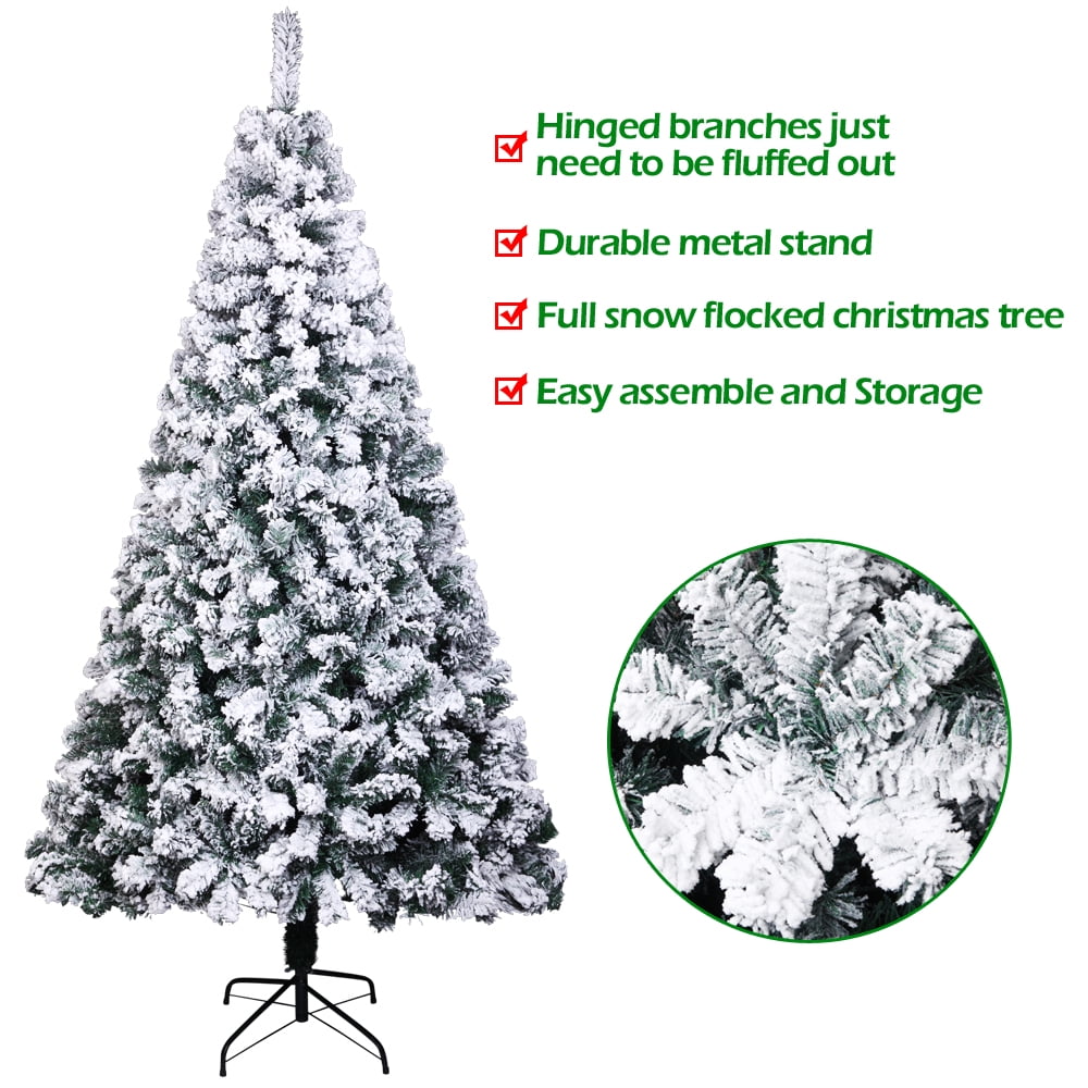 Ktaxon 7 Ft Prince Flocked Artificial Christmas Tree Unlit, Xmas Tree Home Decoration, Automatic Open - Image 7