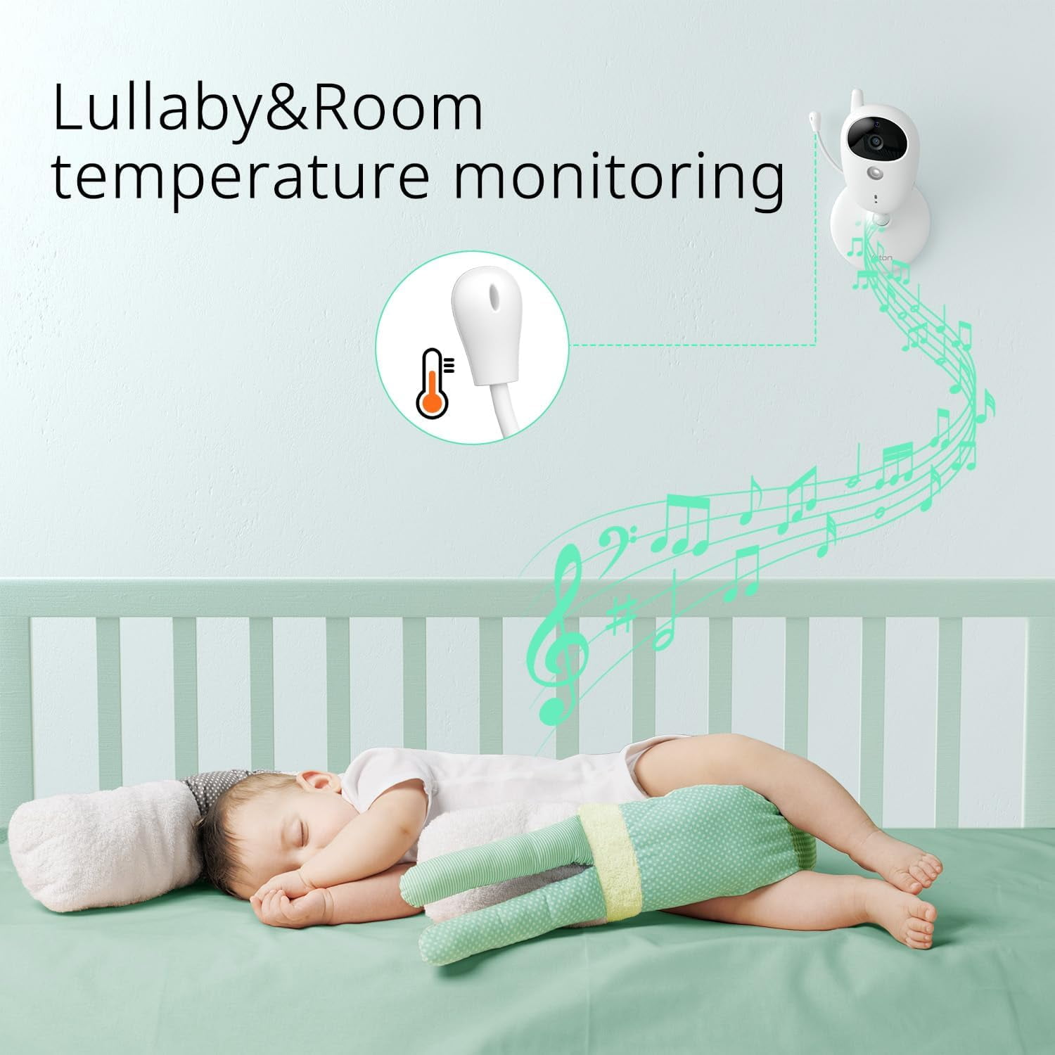 Yoton 3.5" Video Baby Monitor with Night Vision, Temperature Sensor, Two Way Talk, 2.4GHz Wireless - Image 4