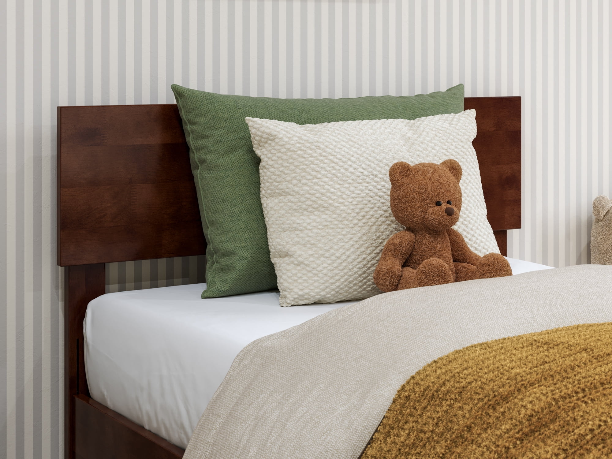 AFI Aria Twin Modern Solid Wood Low Profile Platform Bed, Walnut - Image 6