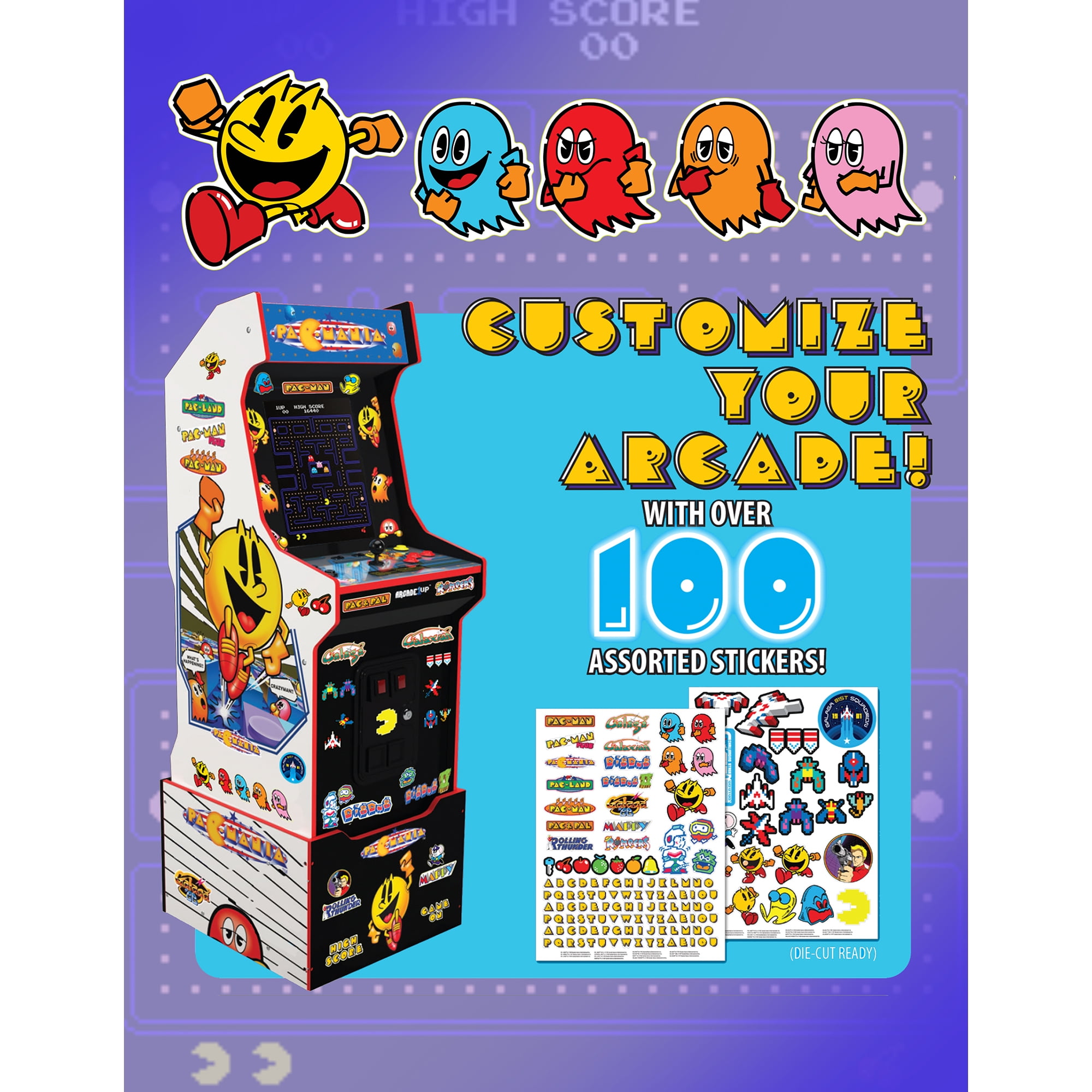 Arcade1UP - 14 Games in 1, PAC-MAN Customizable Video Game Arcade Featuring PAC-MANIA and includes 100 Bonus Stickers - Image 17