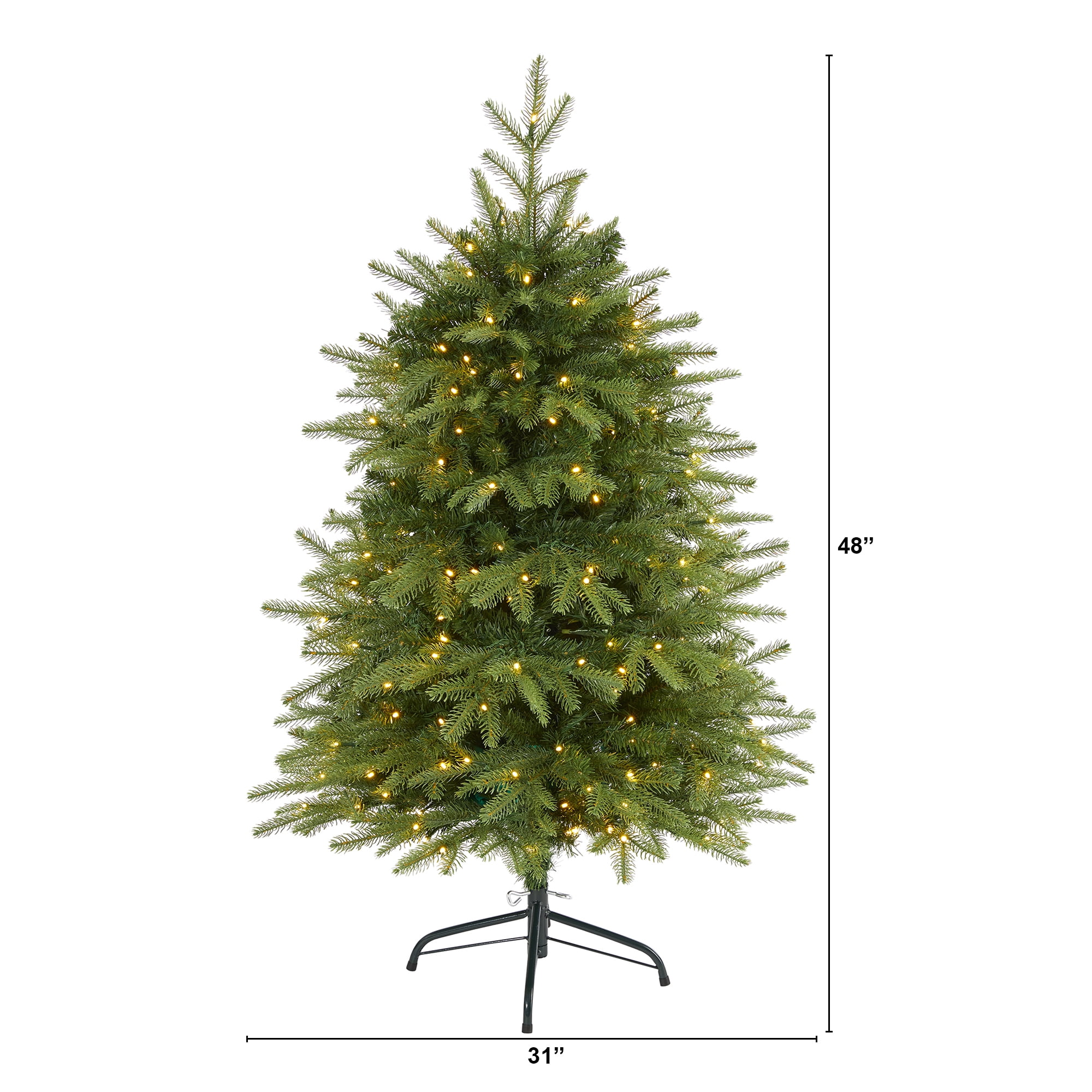 Nearly Natural 4ft. Vancouver Fir Natural Look Artificial Christmas Tree with 250 Clear LED Lights and 814 Bendable Branches, Green - Image 4