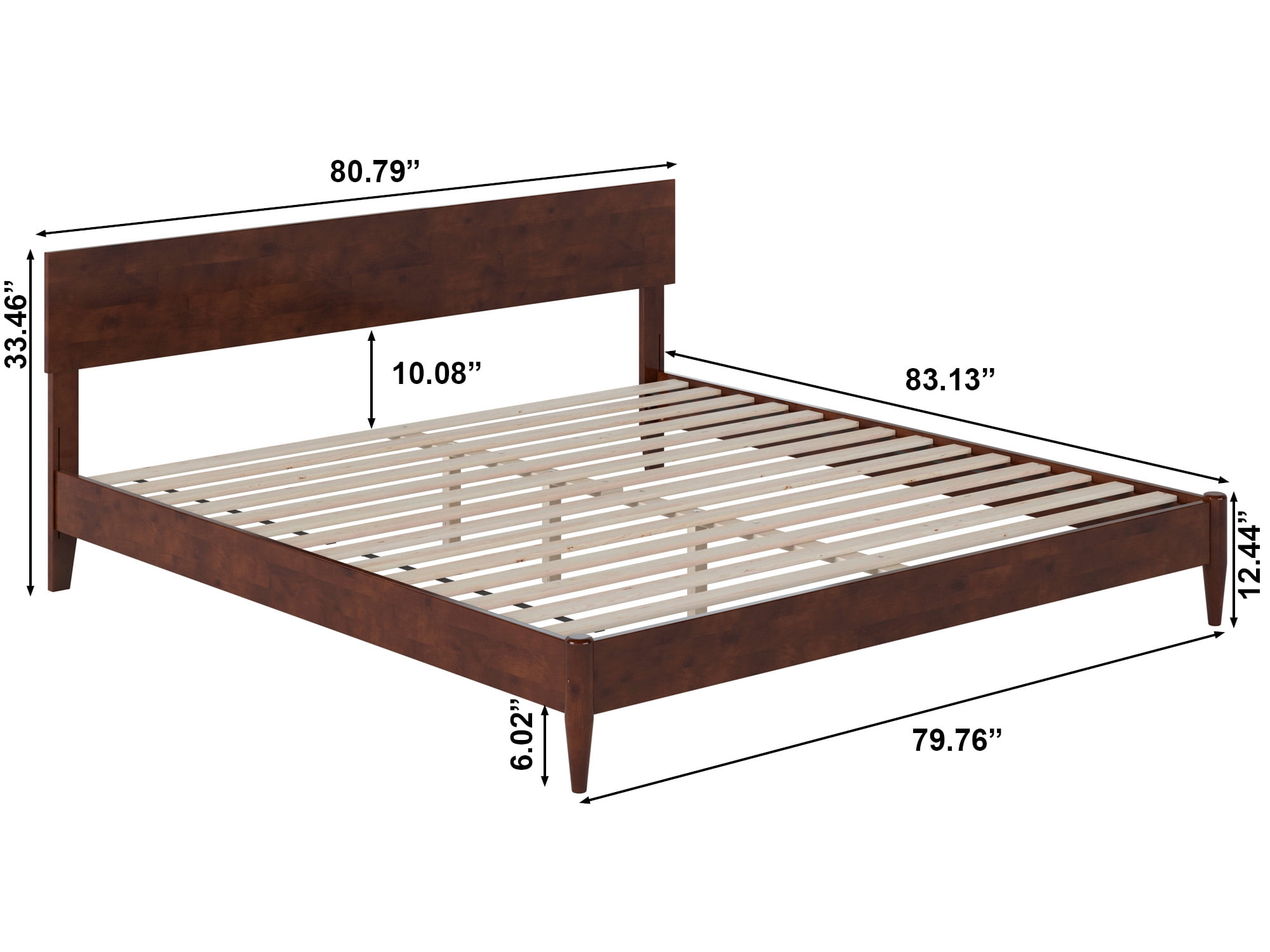 AFI Aria King Modern Solid Wood Low Profile Platform Bed, Walnut - Image 10