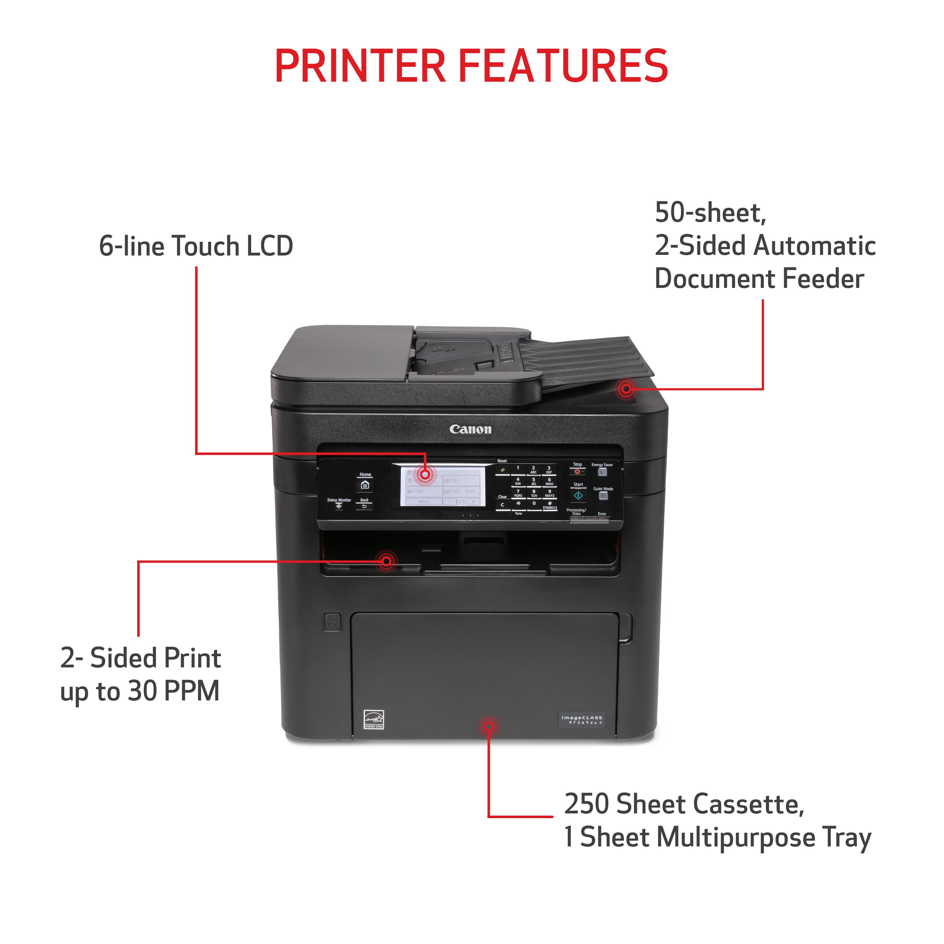 Canon imageCLASS MF269dw II - All in One, Wireless, Duplex Laser Printer, Monochrome - Image 7