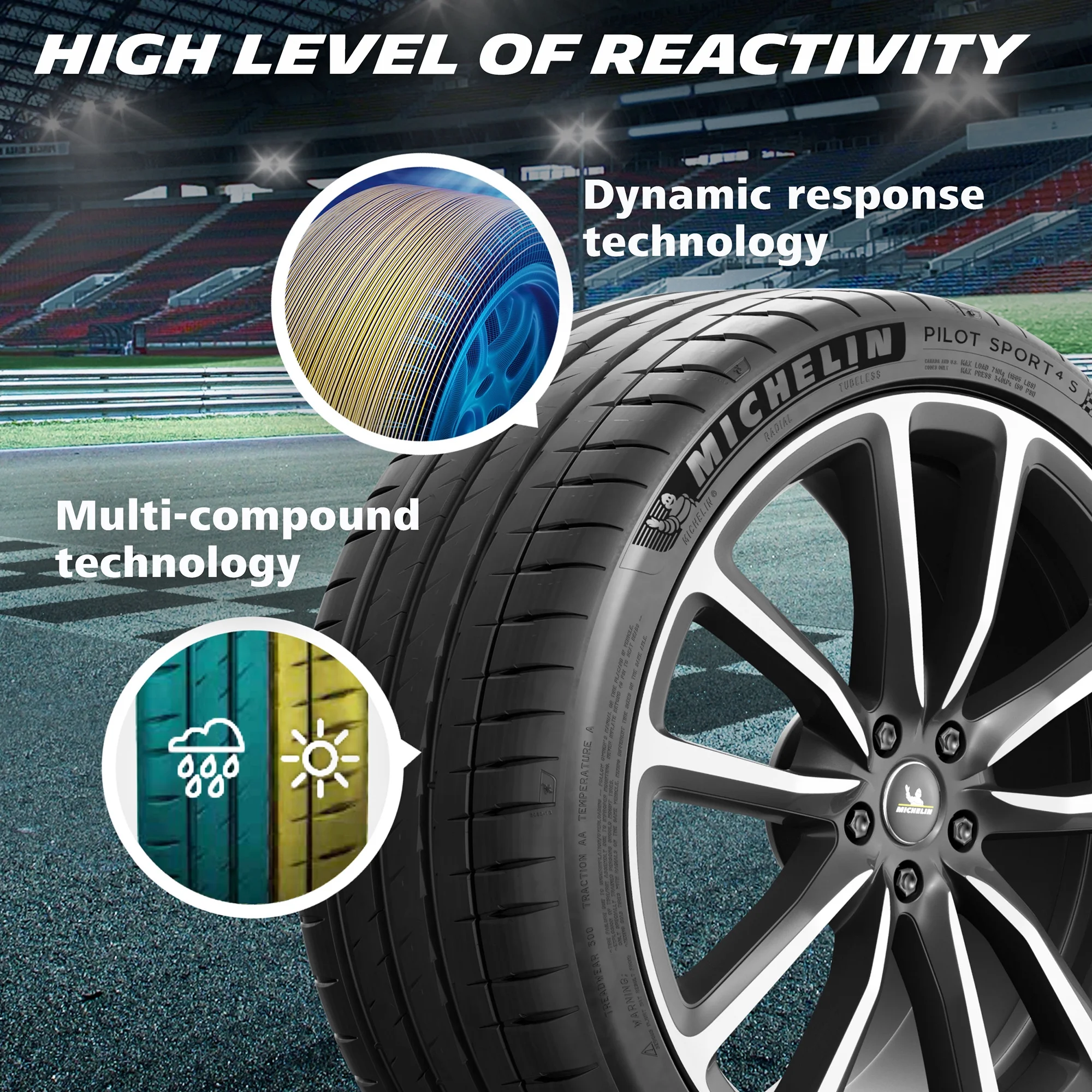 Michelin Pilot Sport 4S Autocross 225/40ZR18 (92Y) XL Passenger Tire - Image 4