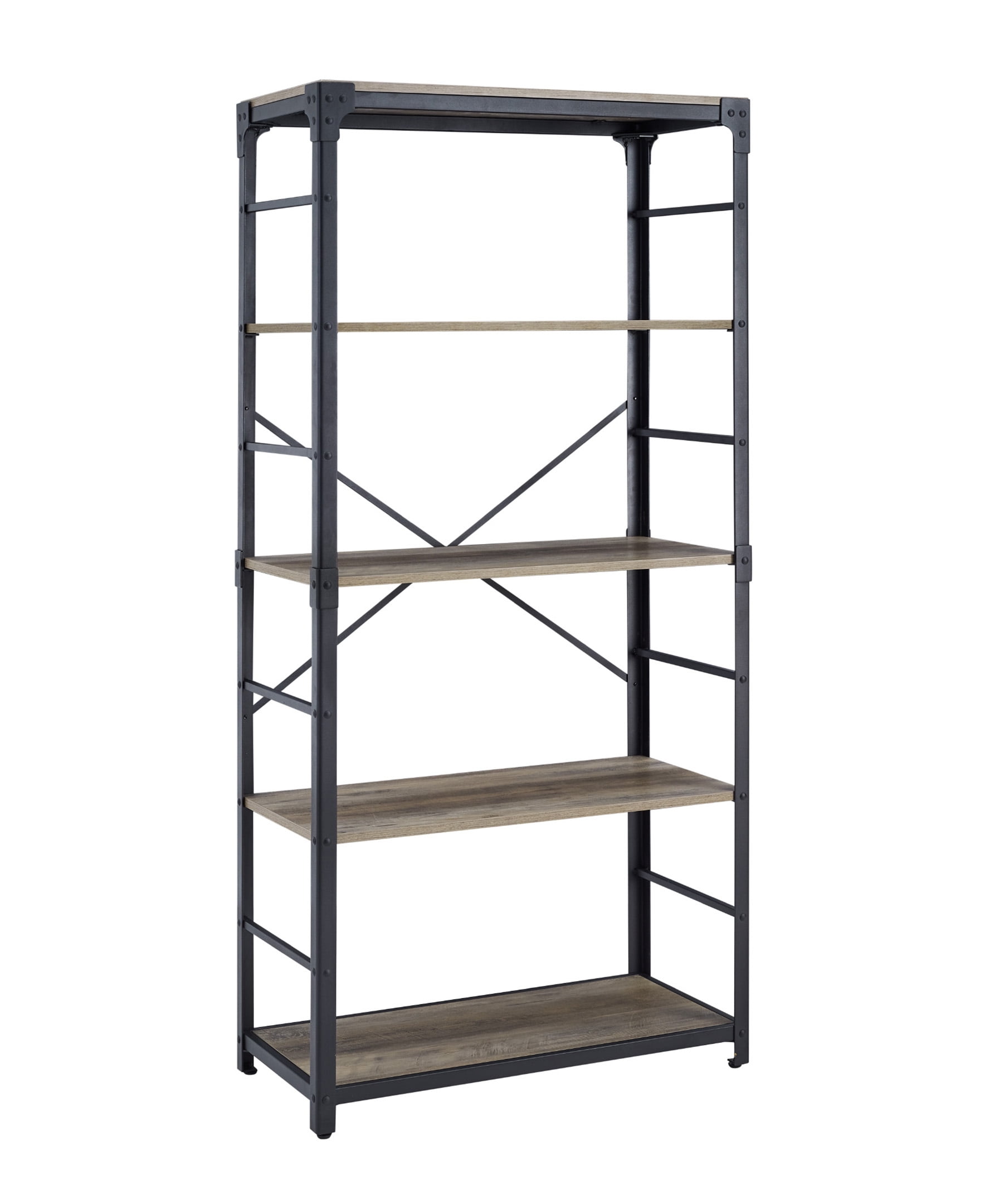 Urban Industrial Angle Iron 4-Shelf Bookcase, Grey Wash - Image 6