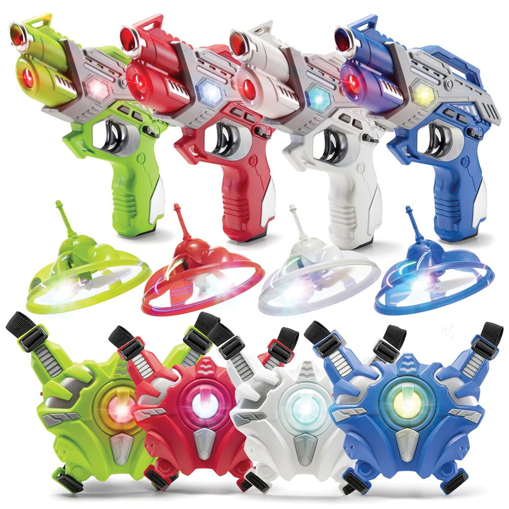 Laser Tag Sets With Gun And Vest - Infrared Laser Tag Guns Set Of 4 Guns 4 Vests 4 UFO Drone - Laser Tag Guns Game Set For Indoor Outdoor - Best Gift Boys Girls -Play22USA
