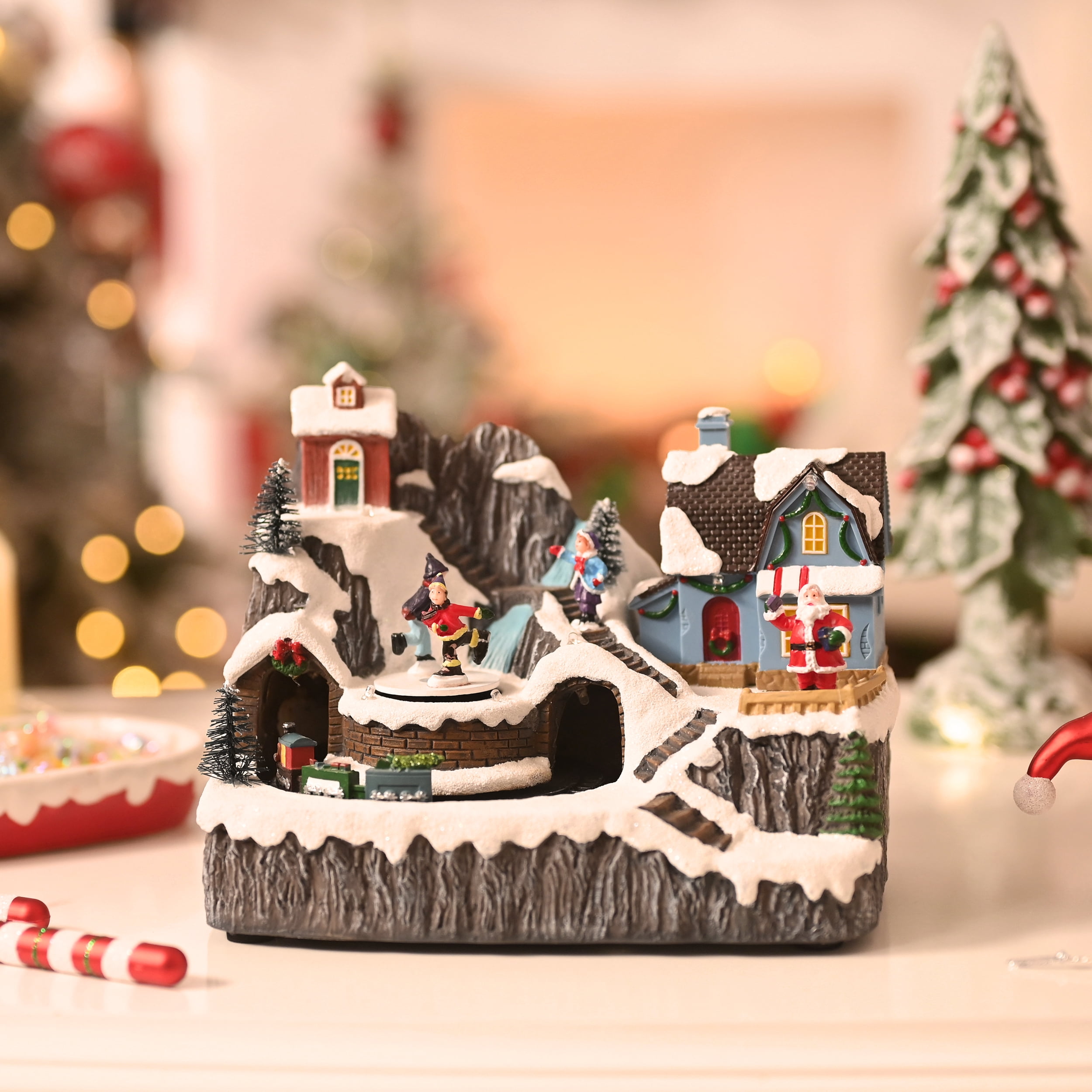 Valery Madelyn 6.6 “ Musical Christmas Village, Multi-color Lighted Dynamic Christmas Figurine House for Home Party Decor - Image 5