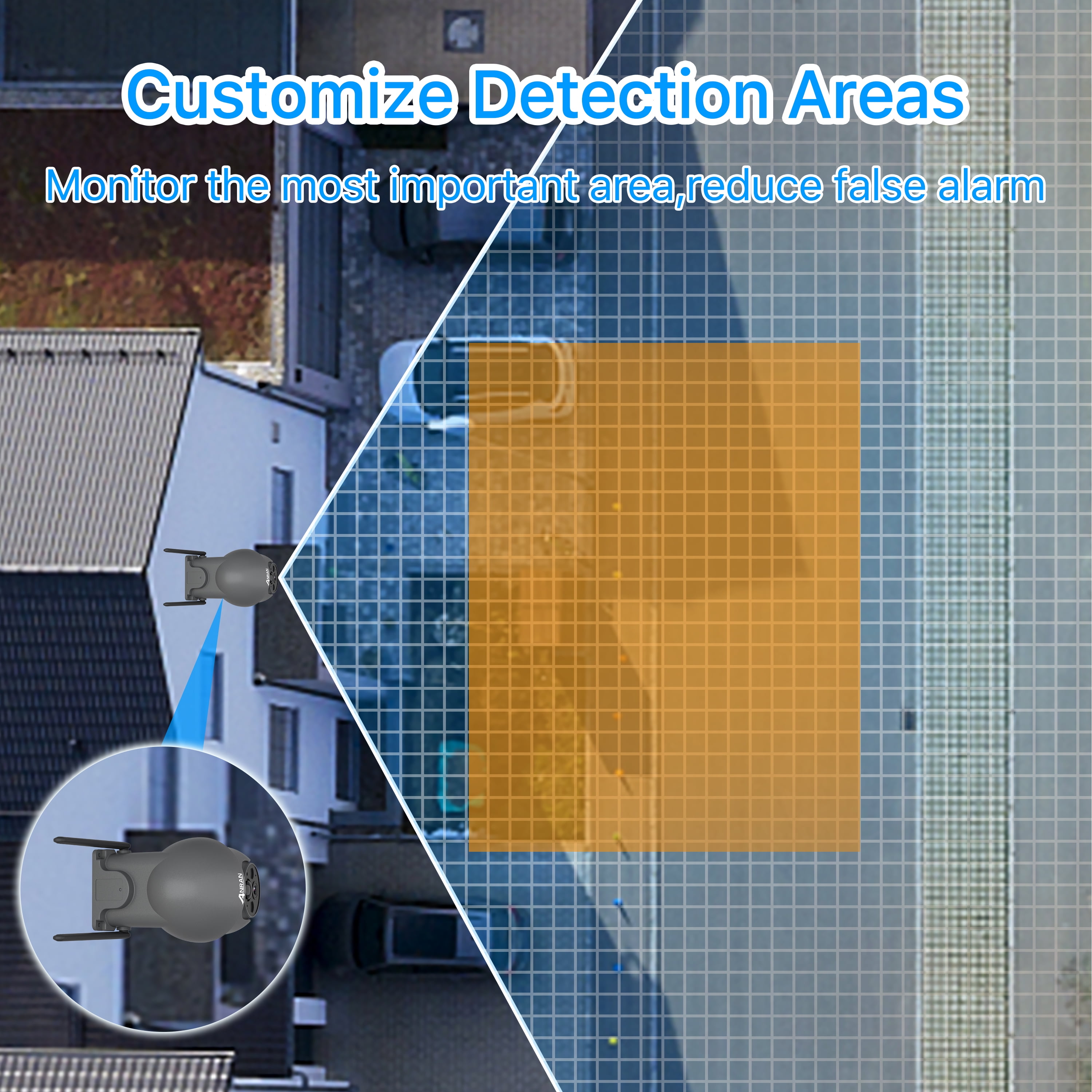 ANRAN Wireless Solar Security Camera Outdoor with 360° View, 2K Outdoor Security Camera with Smart Siren, Spotlights, Color Night Vision, PIR Human Detection, Pan Tilt Control, 2-Way Talk - Image 5