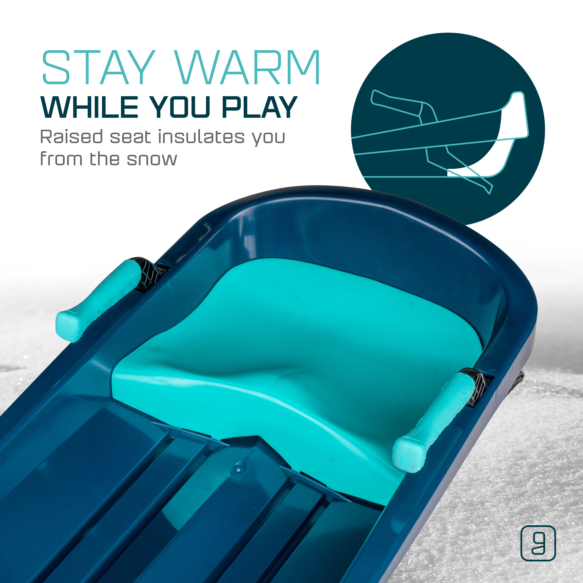 Gizmo Tron Titan Blue, Sitting Snow Sled with Hand Brakes, 120lbs, for Kids, Ages 3+ - Image 8