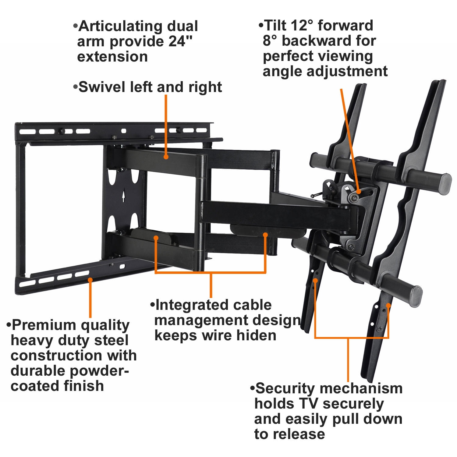 VideoSecu Heavy Duty Full Motion TV Wall Mount Articulating Bracket for VIZIO 50 55 60 65 70 75 80 Inch LED LCD Plasma HDTV D65-E0 E65-E0 E65-E1 M65-E0 P65-E1 E70-E3 M70-E3 M75-E1 P75-E1 E80-E3 BN5 - Image 5