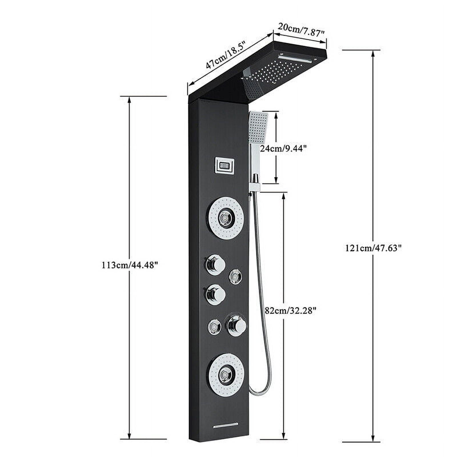 Zovajonia LED Shower Panel Tower System, Multi-Functions Shower Tower, Waterfall Showerhead, Shower Jets, Stainless Steel Rain Shower System Oil Rubbed Bronze - Image 14