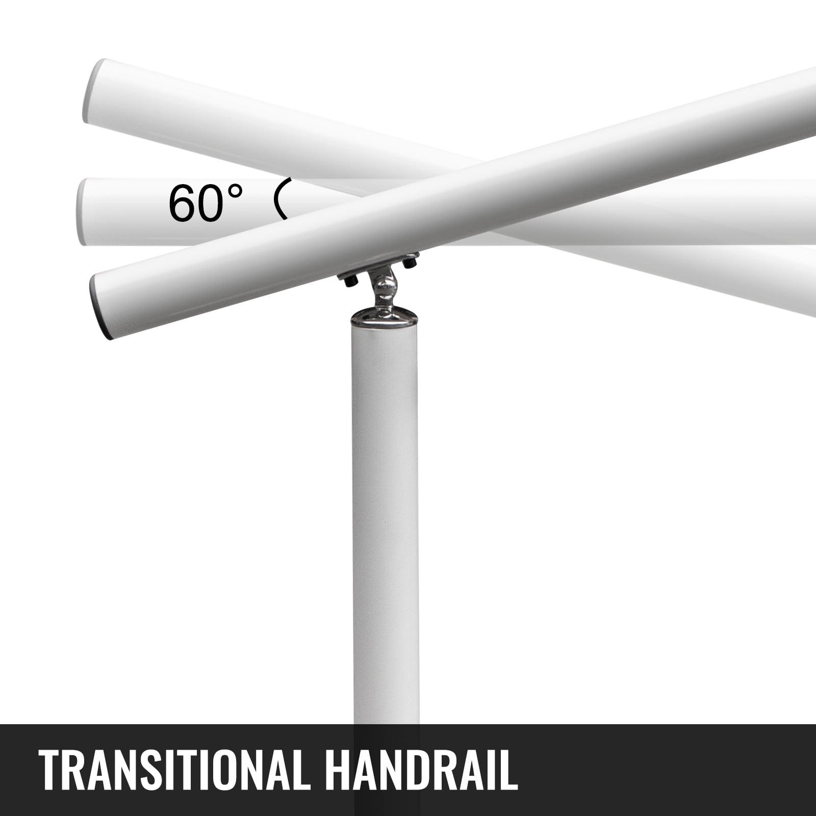 VEVOR 3 FT Handrail Adjustable from 0 to 60 Degrees, 34 inch Outdoor Handrail, Outdoor Stair Railing Handrail for White Aluminum Stair Railing for Garden, Office Area - Image 3