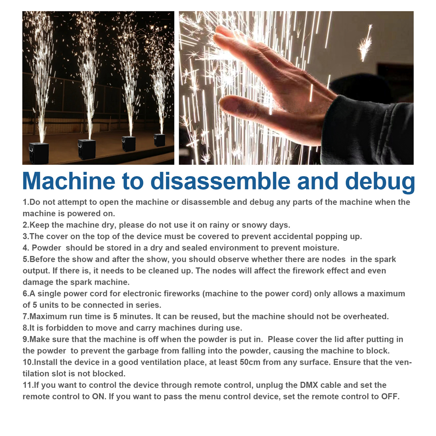 Otufan 700W Cold Spark Machine Sparklers Machine for Wedding DMX Firework Machine Smart Stage Special Effect Machine for Wedding Party DJ Disco, Black - Image 11