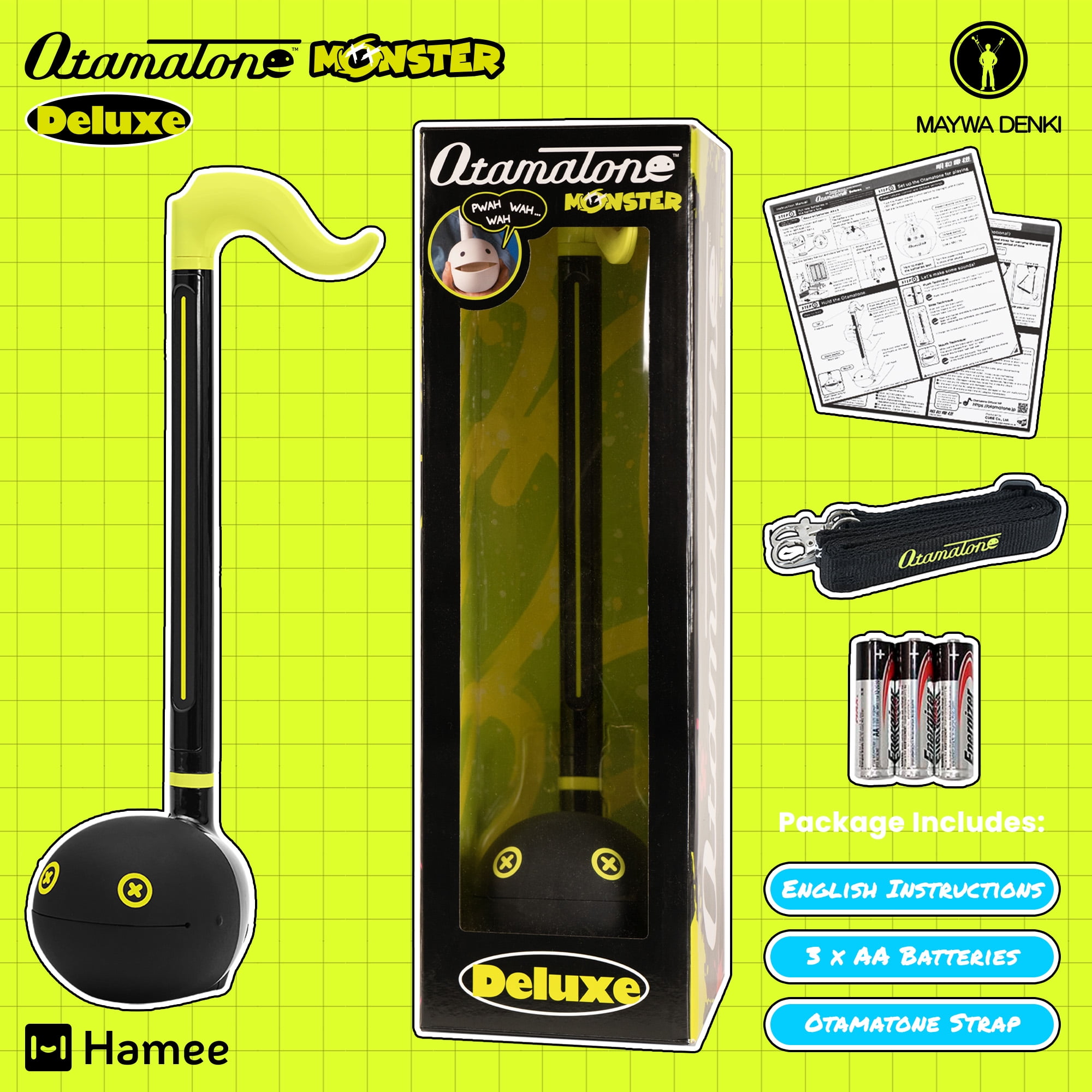 Otamatone Deluxe Electronic Musical Instrument for Adults Portable Synthesizer Digital Electric Music from Japan by Cube/Maywa Denki Cool Stuff Gifts, Monster (Lime Green/Black) - Image 6