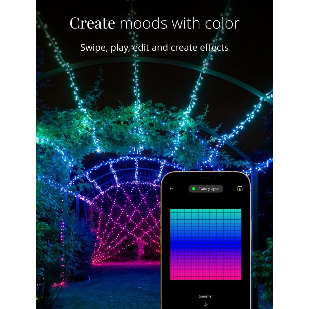 Twinkly App-Controlled 65.6ft Smart String LED Lights with 250 RGB LEDs - WiFi & Bluetooth Connectivity, Sync with Music, Indoor/Outdoor Use (IP44), Compatible with Google Assistant & Amazon Alexa - Image 4