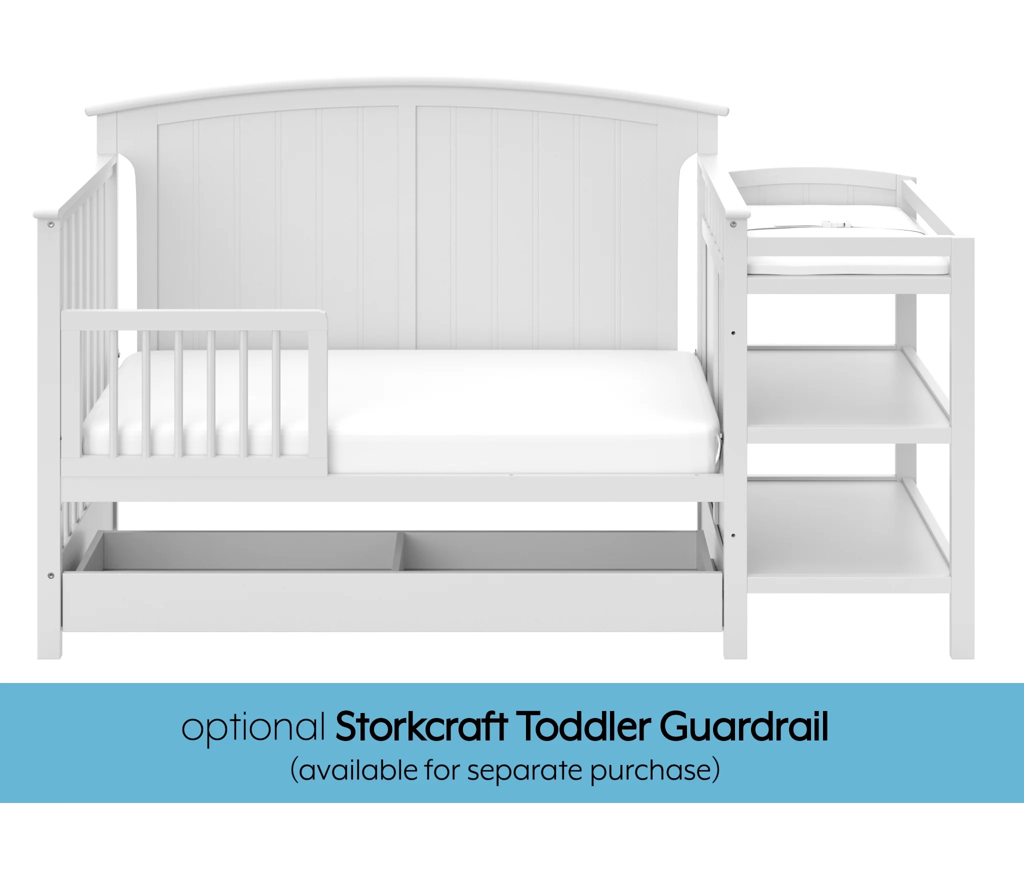 Storkcraft Steveston 5-in-1 Convertible Baby Crib & Changer, White - Image 4