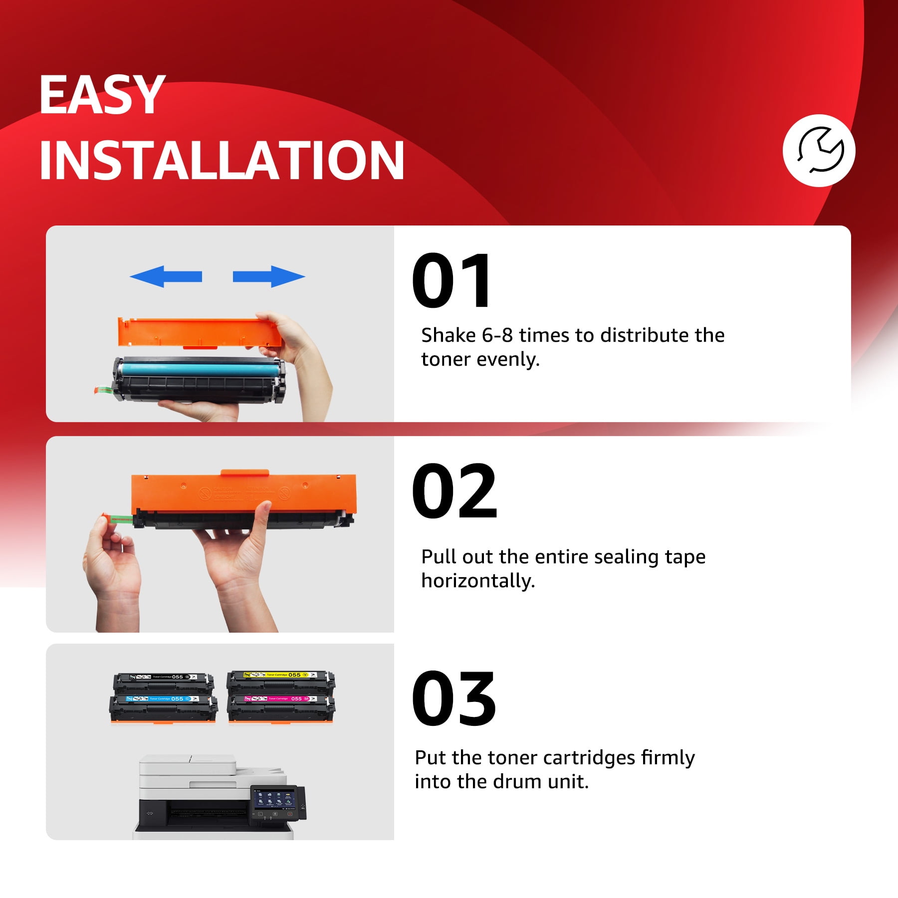 055H Toner Cartridge Replacement for Canon 055H 055 High Capacity Canon Color ImageCLASS MF743Cdw MF741Cdw MF746Cdw MF743 Printer Toner with Chip (Black Cyan Magenta Yellow, 4-Pack) - Image 3