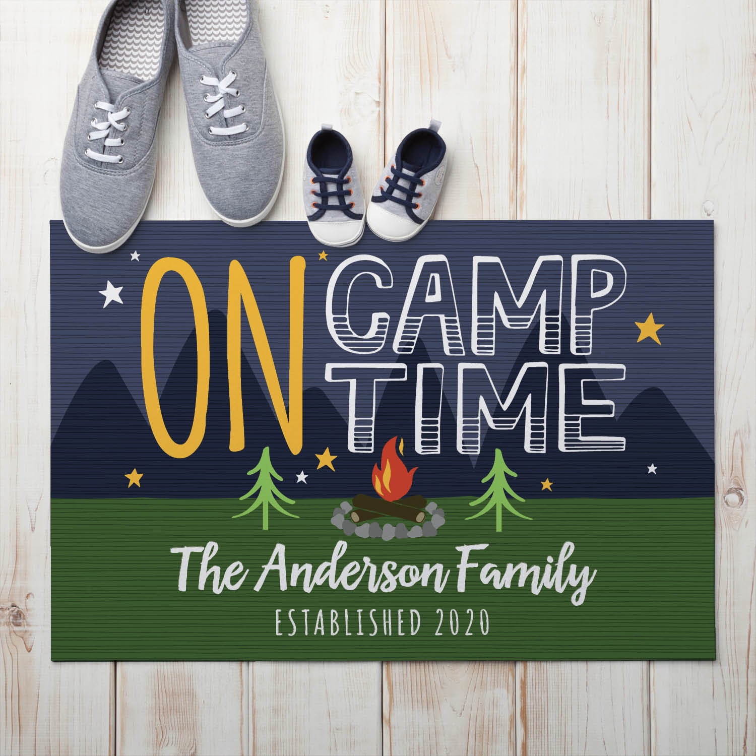 Personalized Planet 27x18 On Camp Time Doormat with Custom Personalization Printed on Colorful Rectangular 1/8” Thick Non Slip Mat for Kitchen Hallway Deck or Porch - Image 5